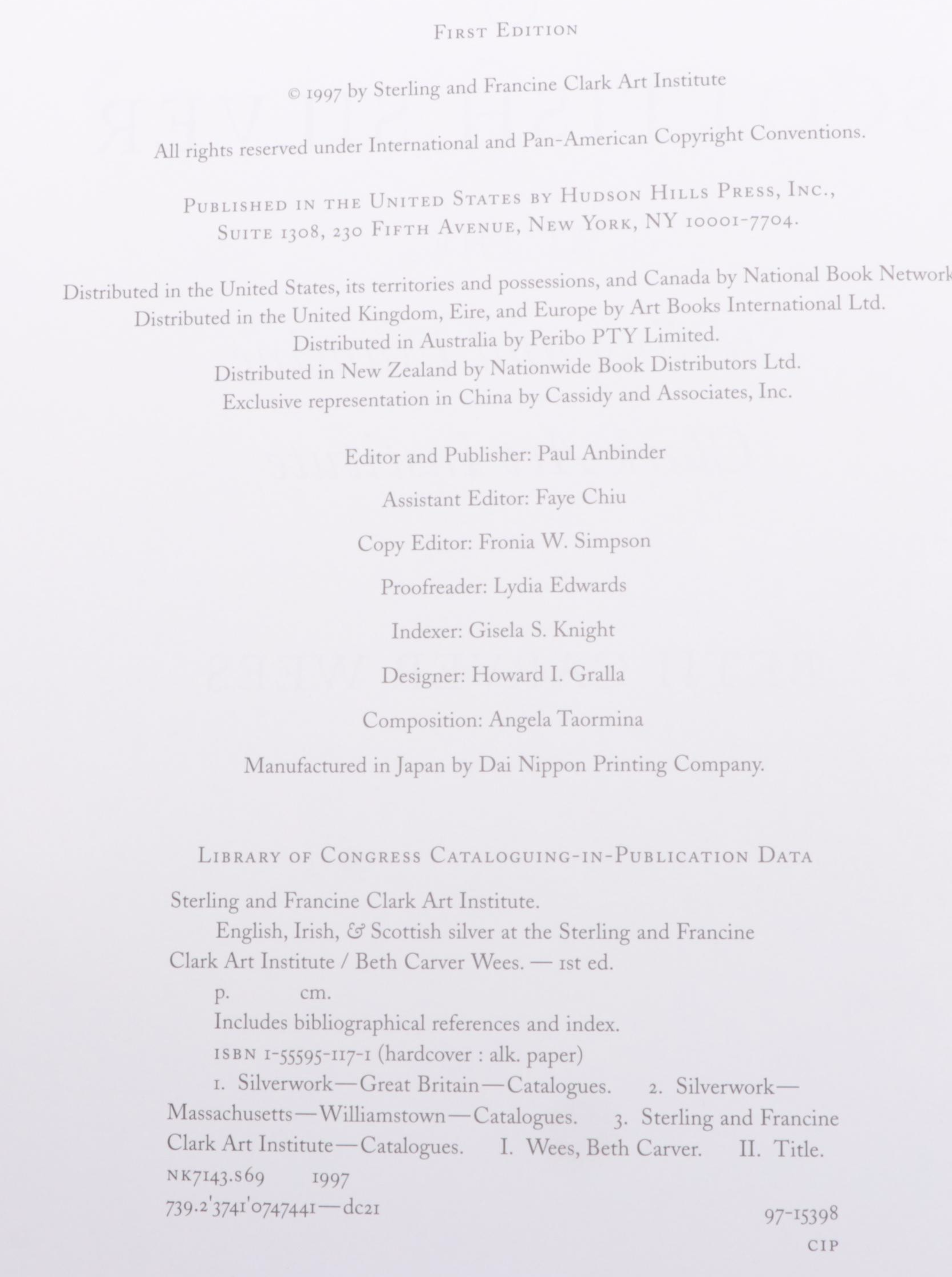 First Edition "English, Irish, & Scottish Silver" by Beth Carver Wees, 1997