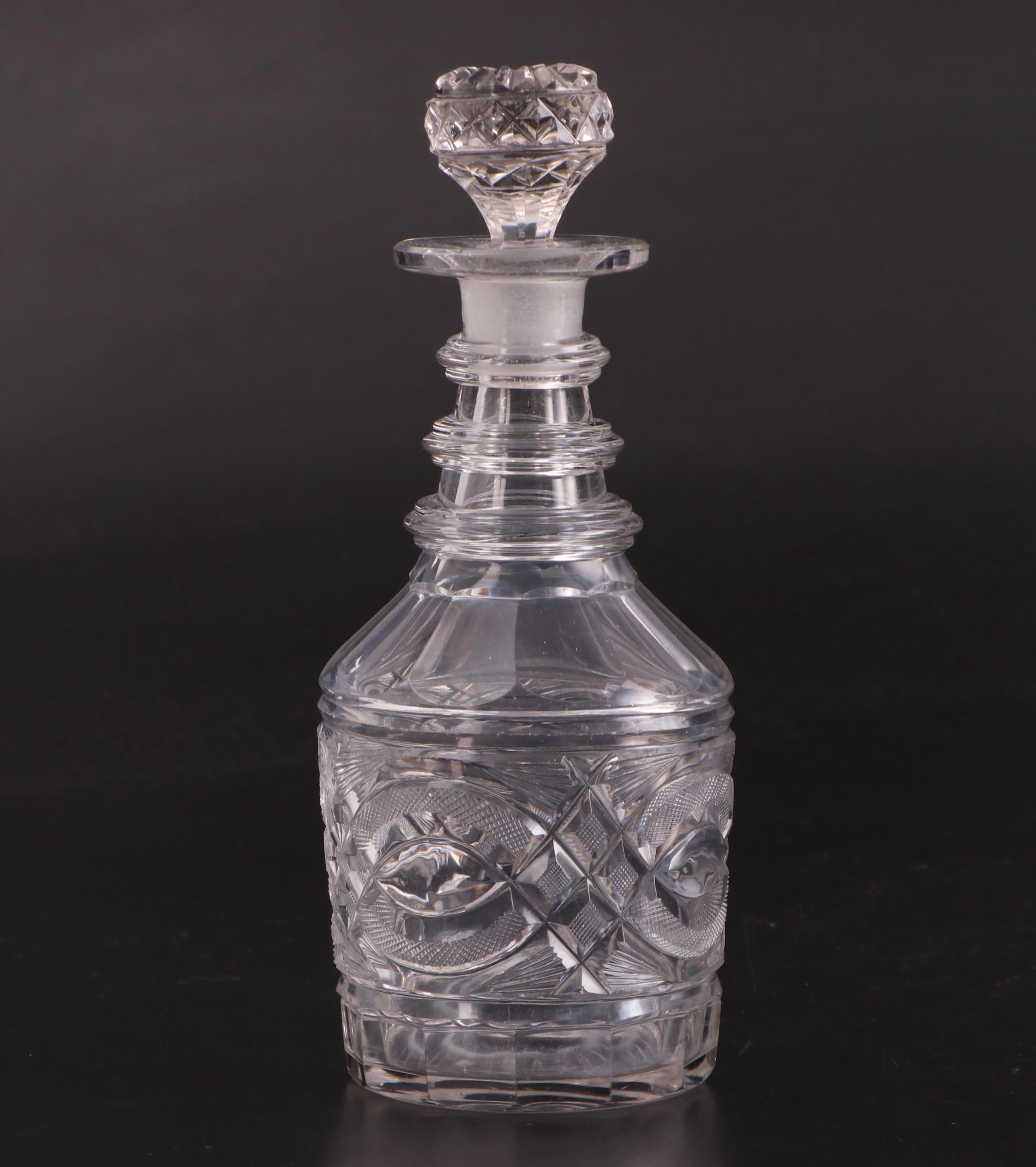 George III Ship's Decanter and a Small Three Ring Neck Decanter