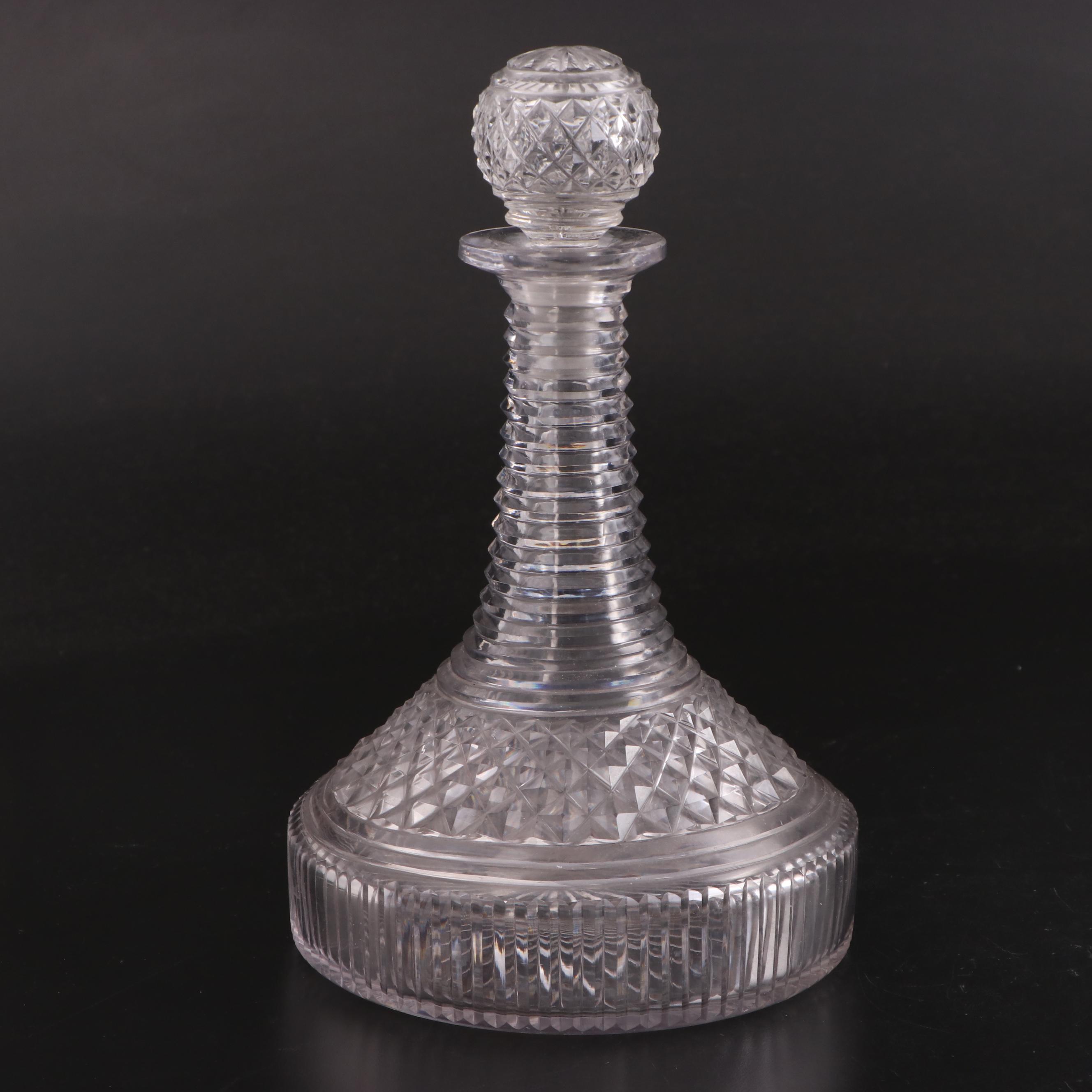 George III Ship's Decanter and a Small Three Ring Neck Decanter