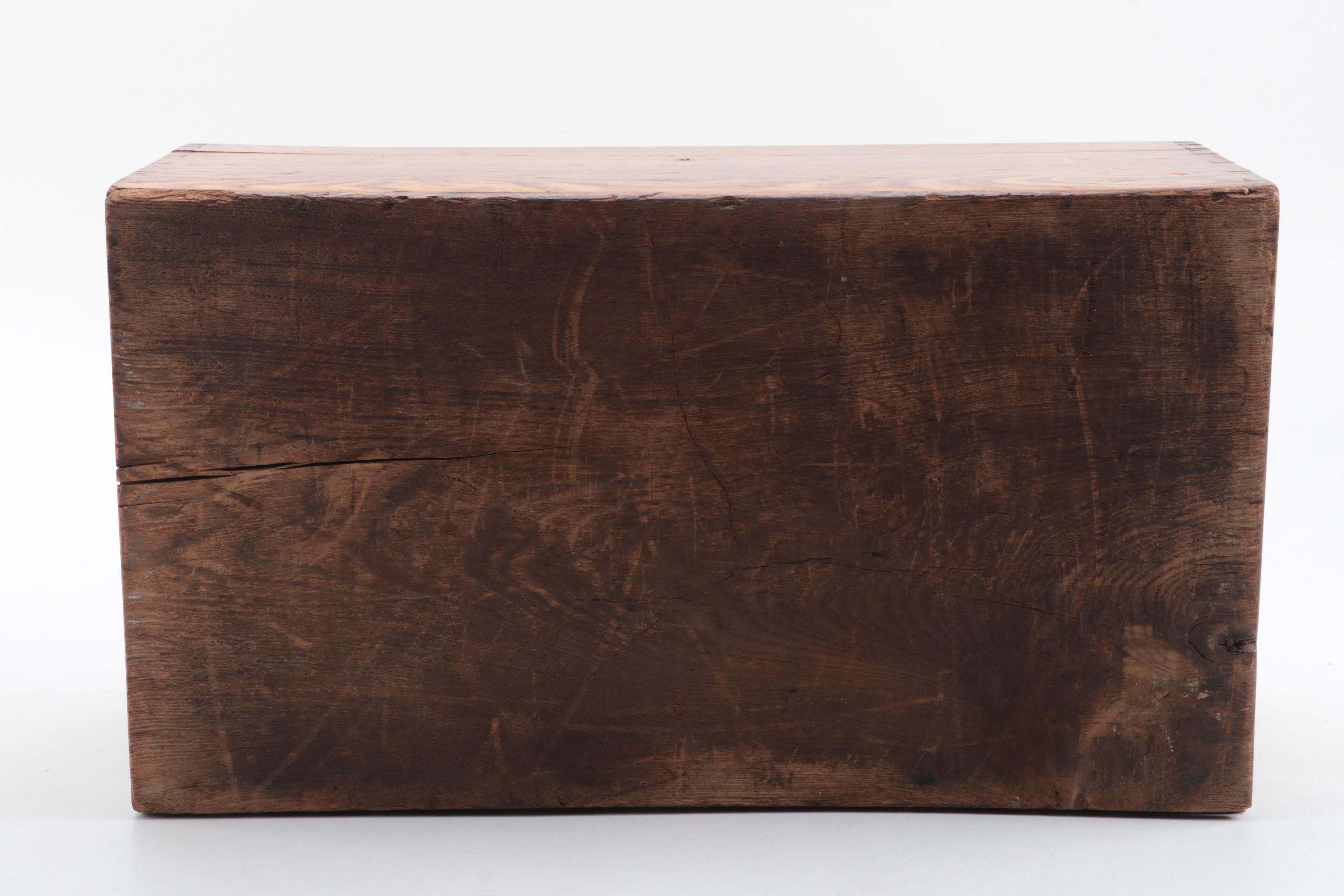 Small Victorian Pine Traveling Trunk, Late 19th/Early 20th Century