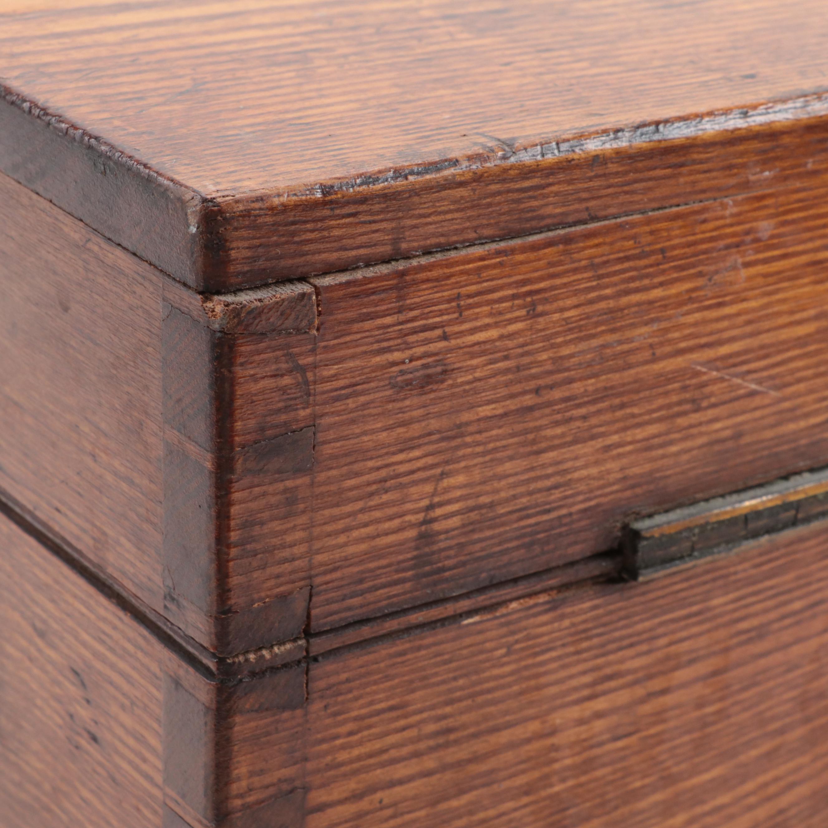 Small Victorian Pine Traveling Trunk, Late 19th/Early 20th Century