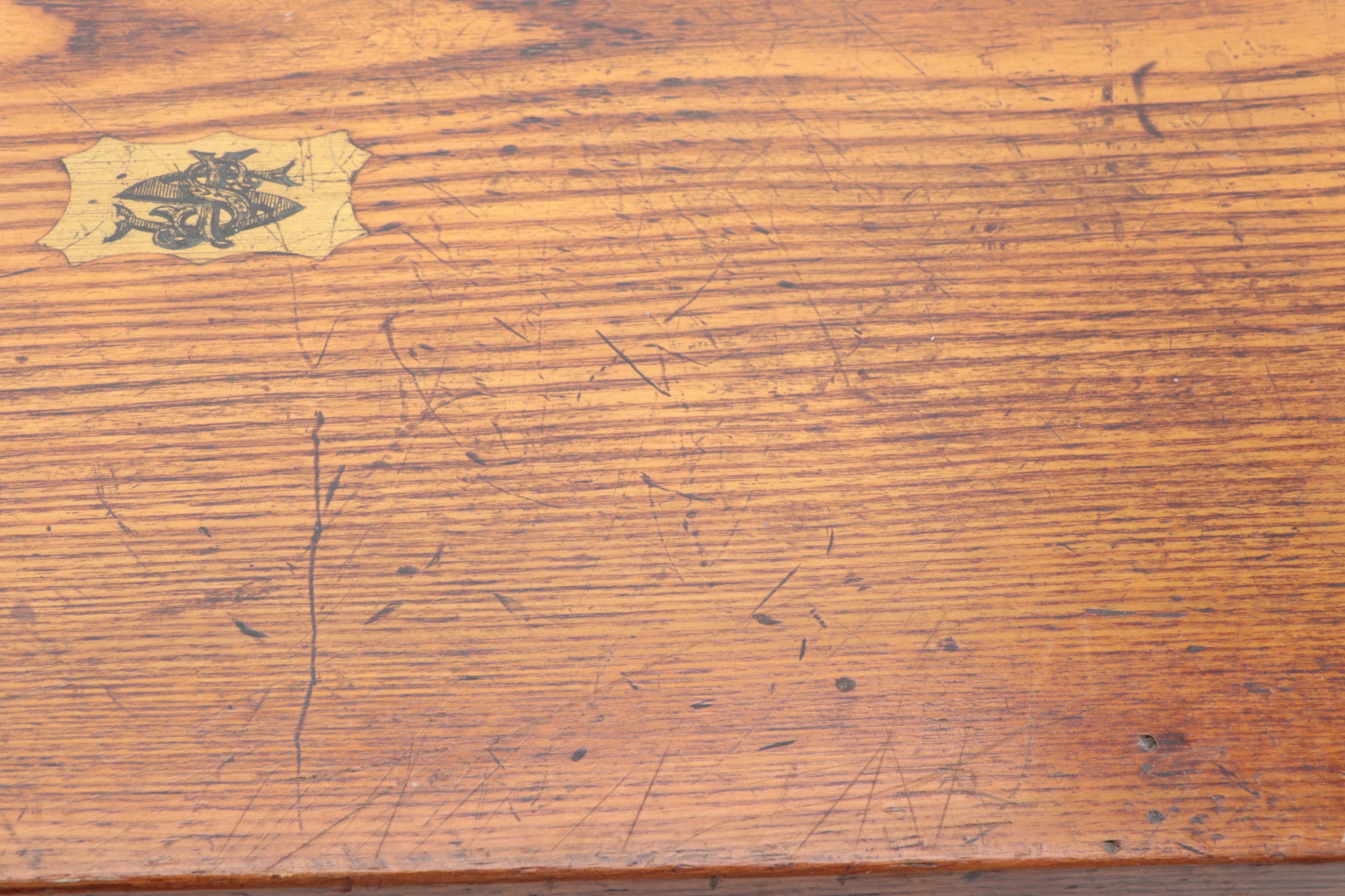 Small Victorian Pine Traveling Trunk, Late 19th/Early 20th Century