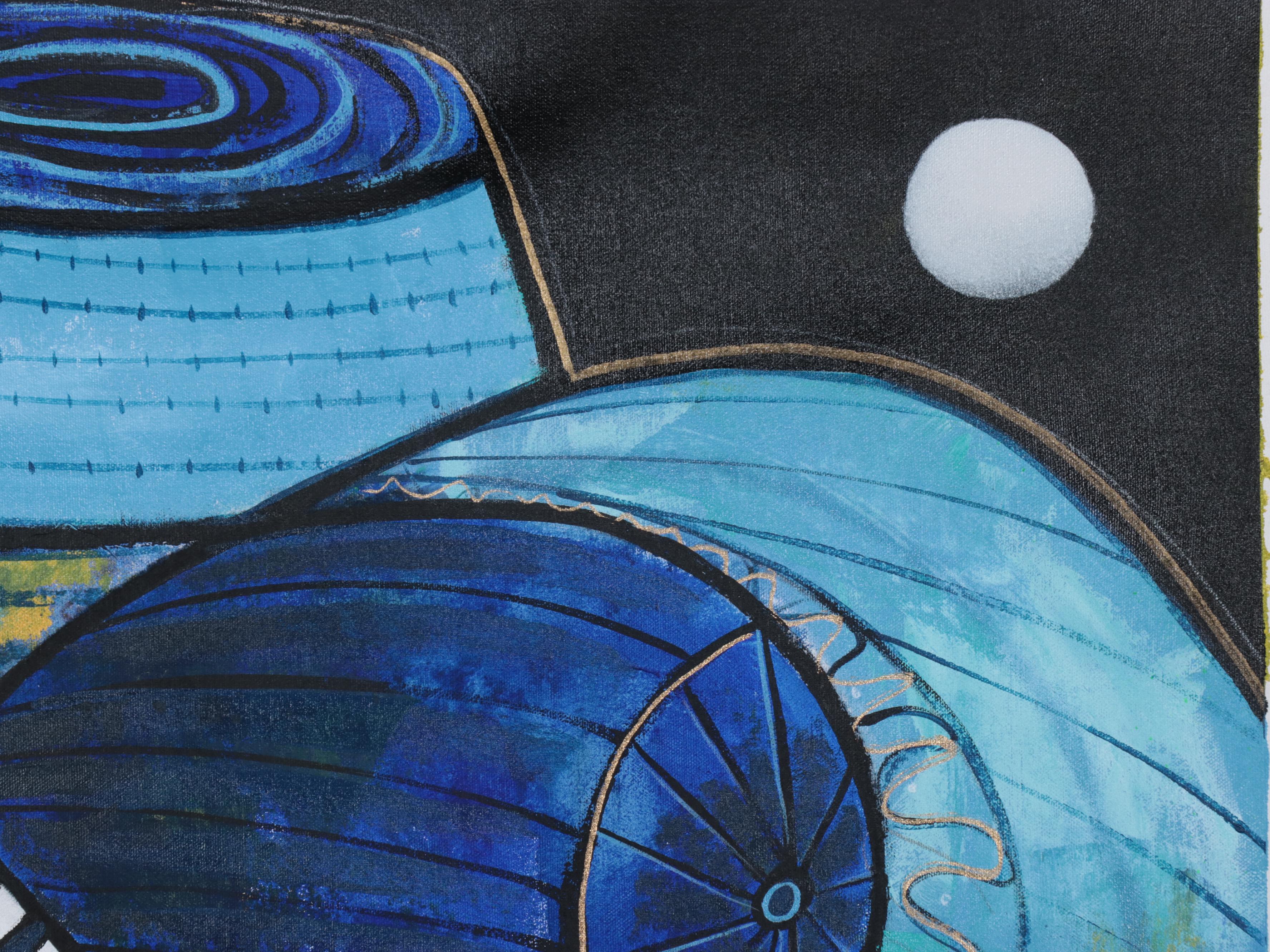 Michel Blázquez Mixed Media Painting "Leda and the Swan," 2023