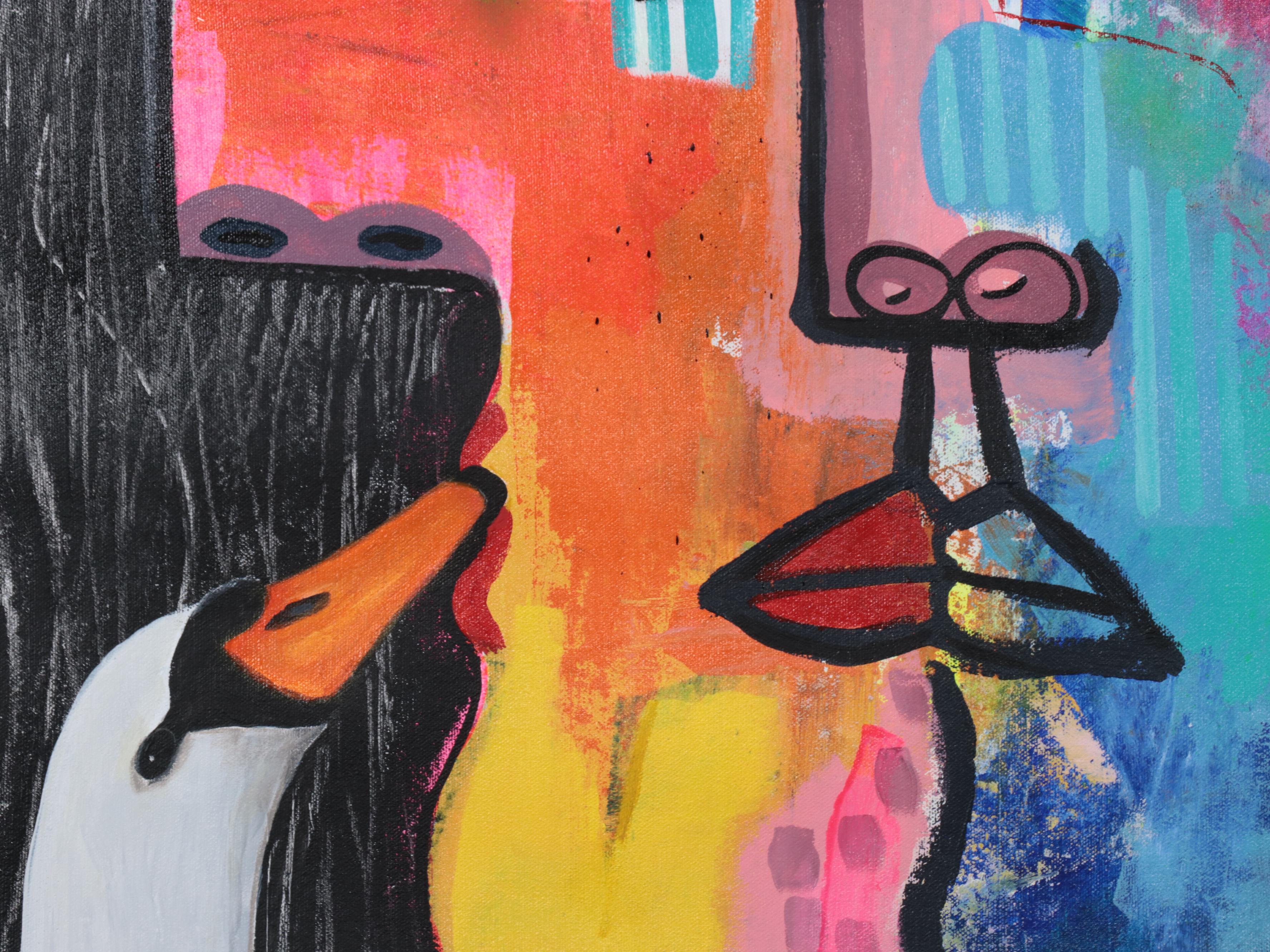 Michel Blázquez Mixed Media Painting "Leda and the Swan," 2023