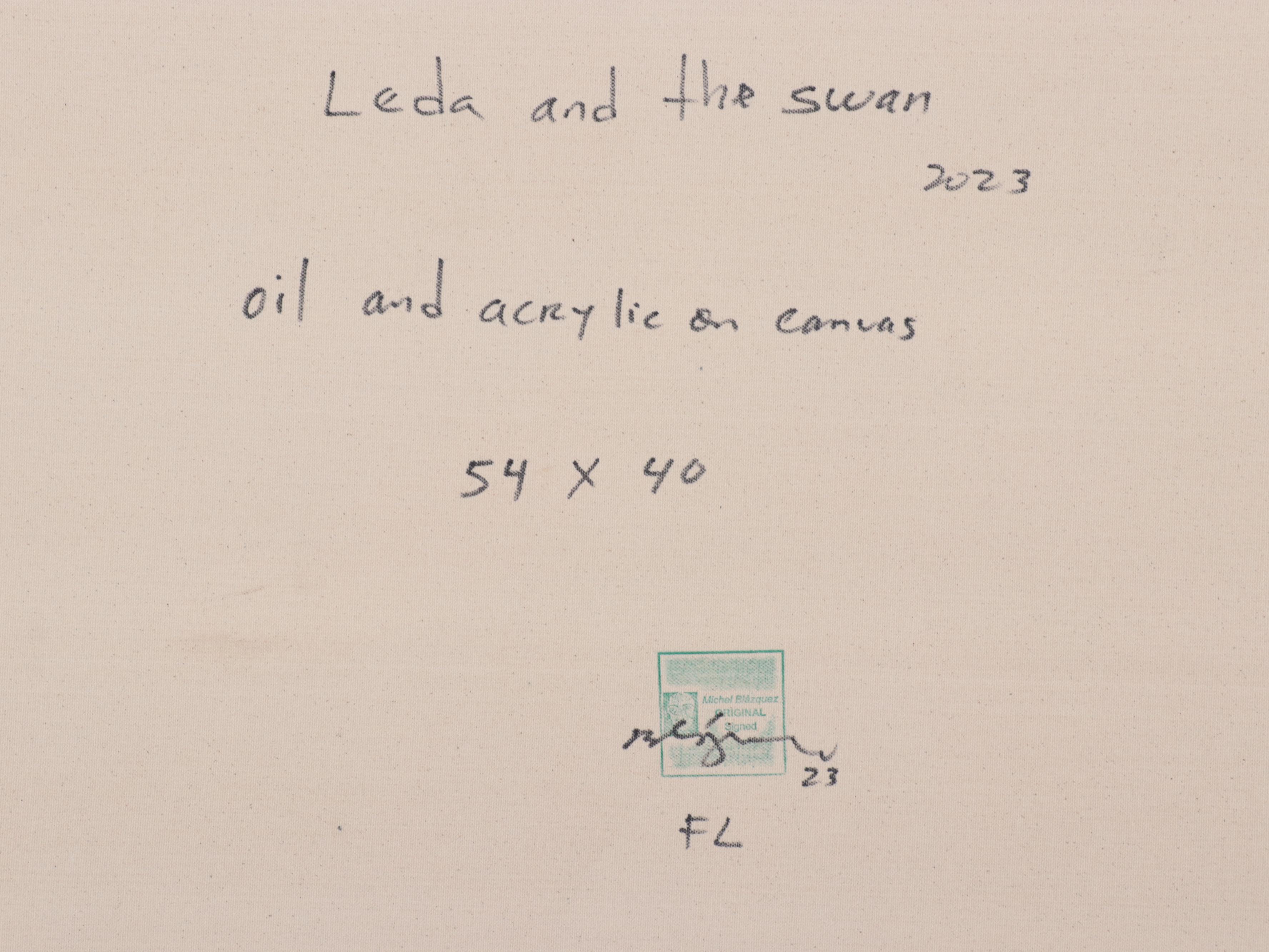 Michel Blázquez Mixed Media Painting "Leda and the Swan," 2023