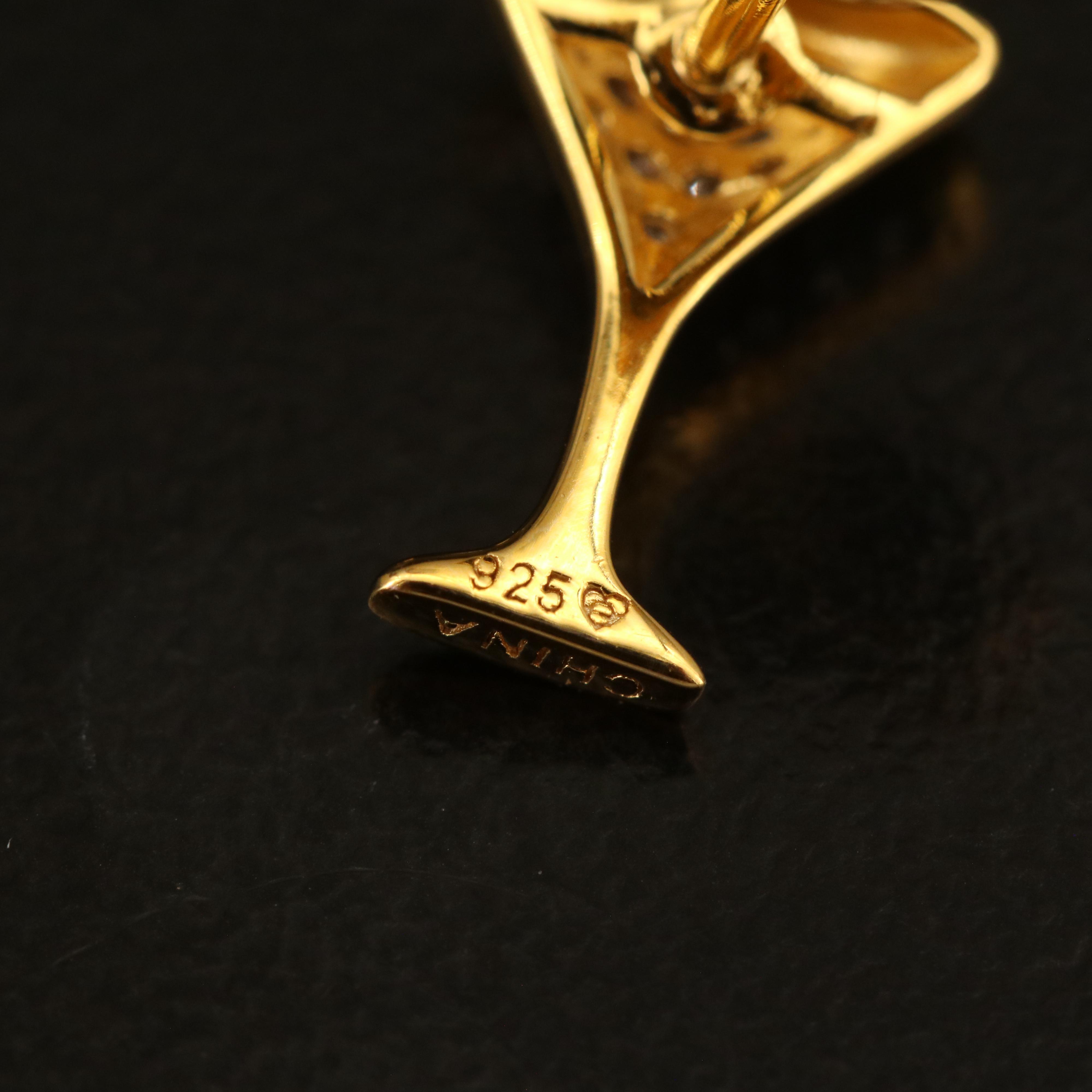 Sterling Diamond Martini Stud Earrings