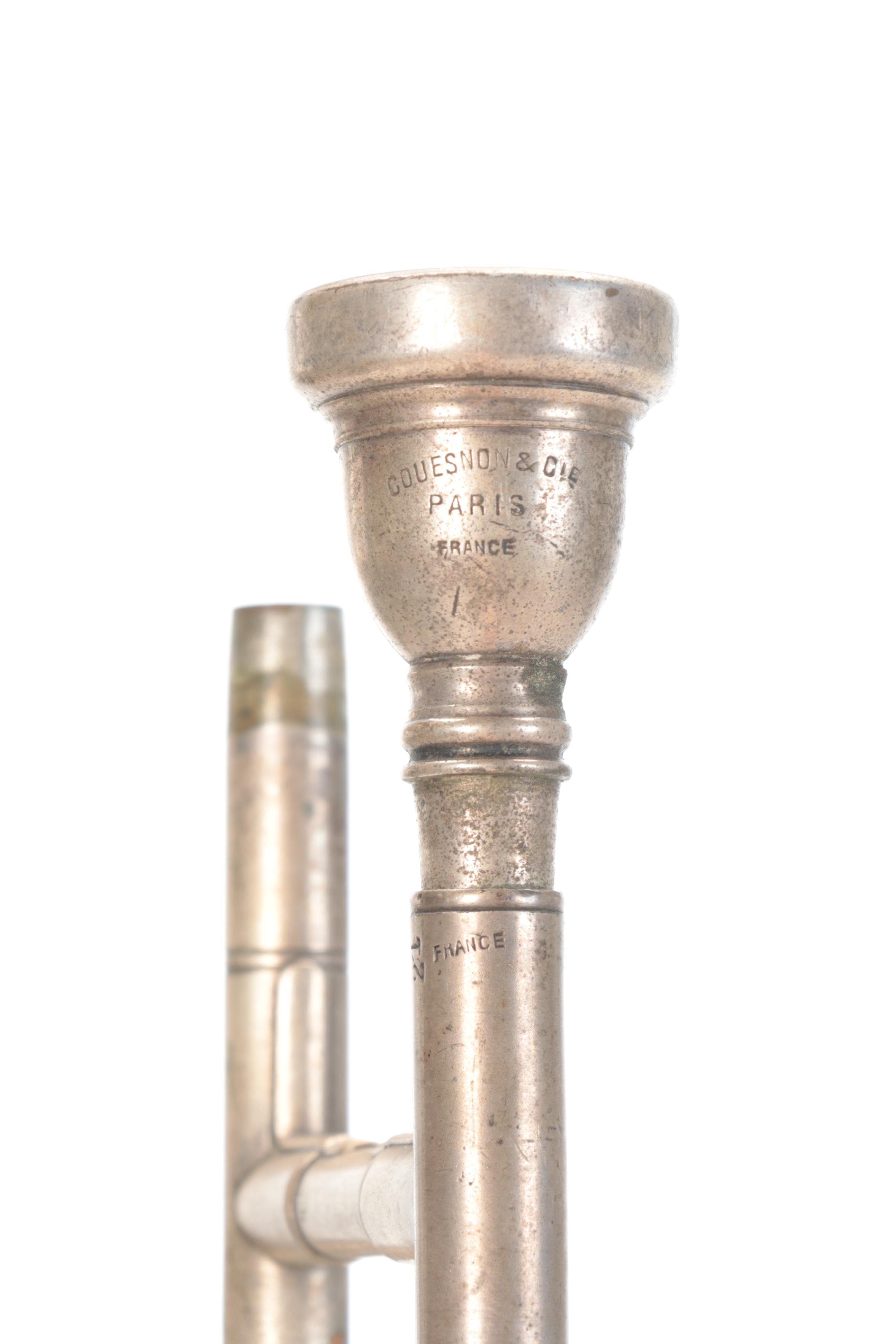 Couesnon & Cie French Silver Plate Trombone, Early 20th Century