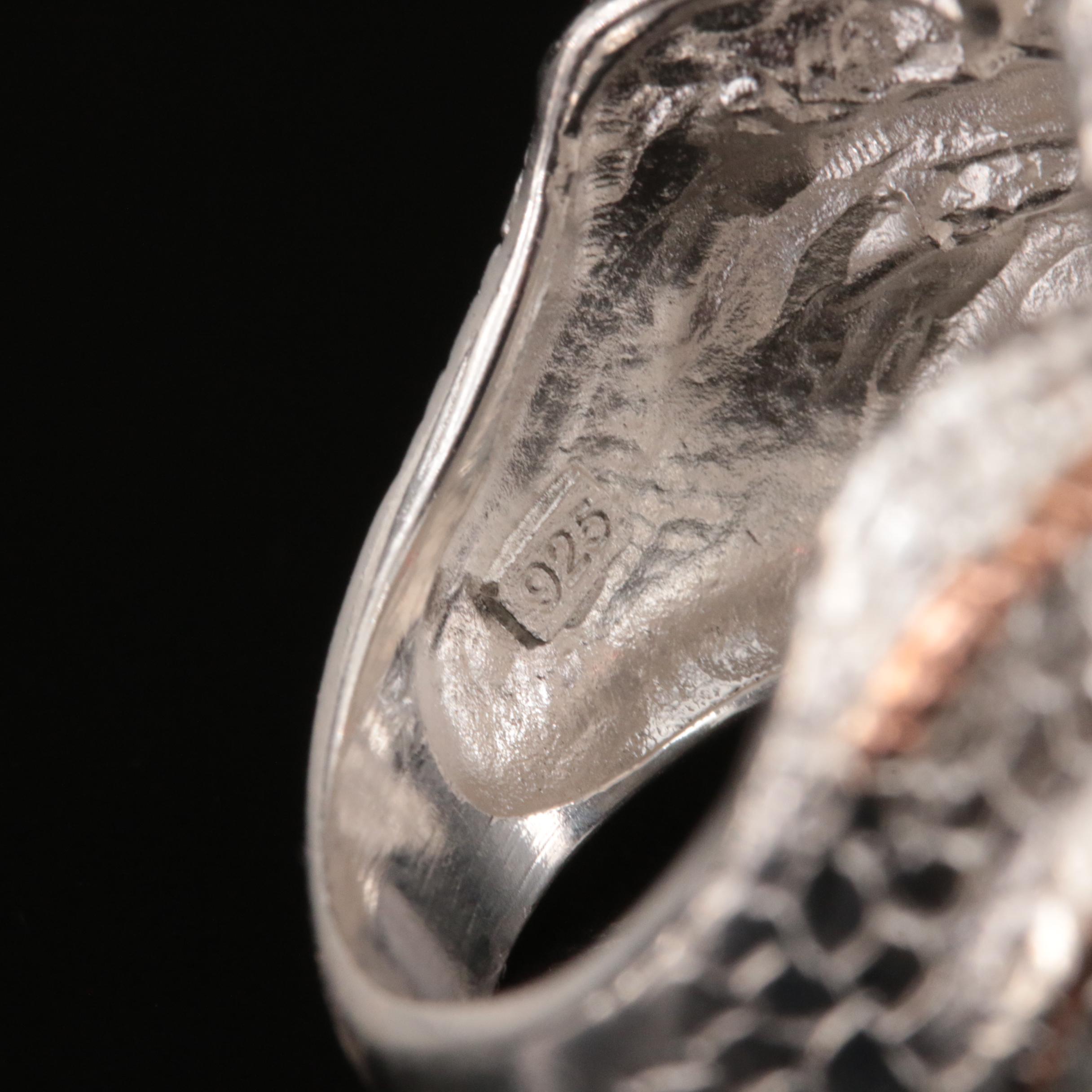 Sterling Garnet Dragon's Head Ring