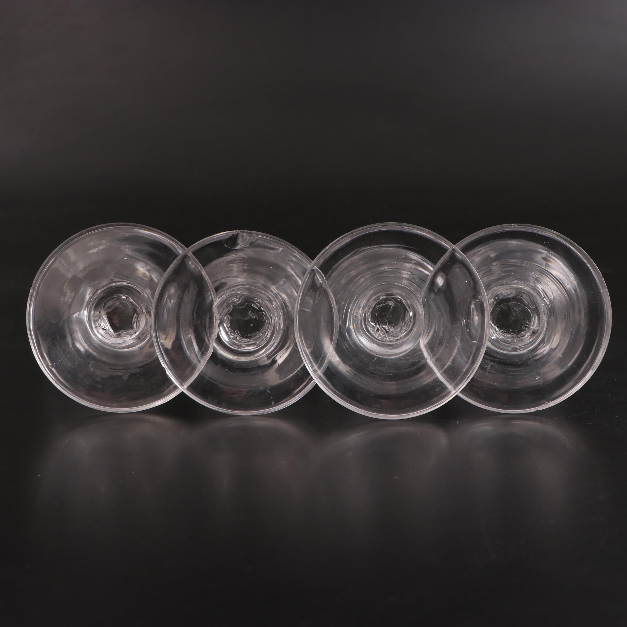 George III Diamond Faceted Stem Wine Glasses, 18th Century