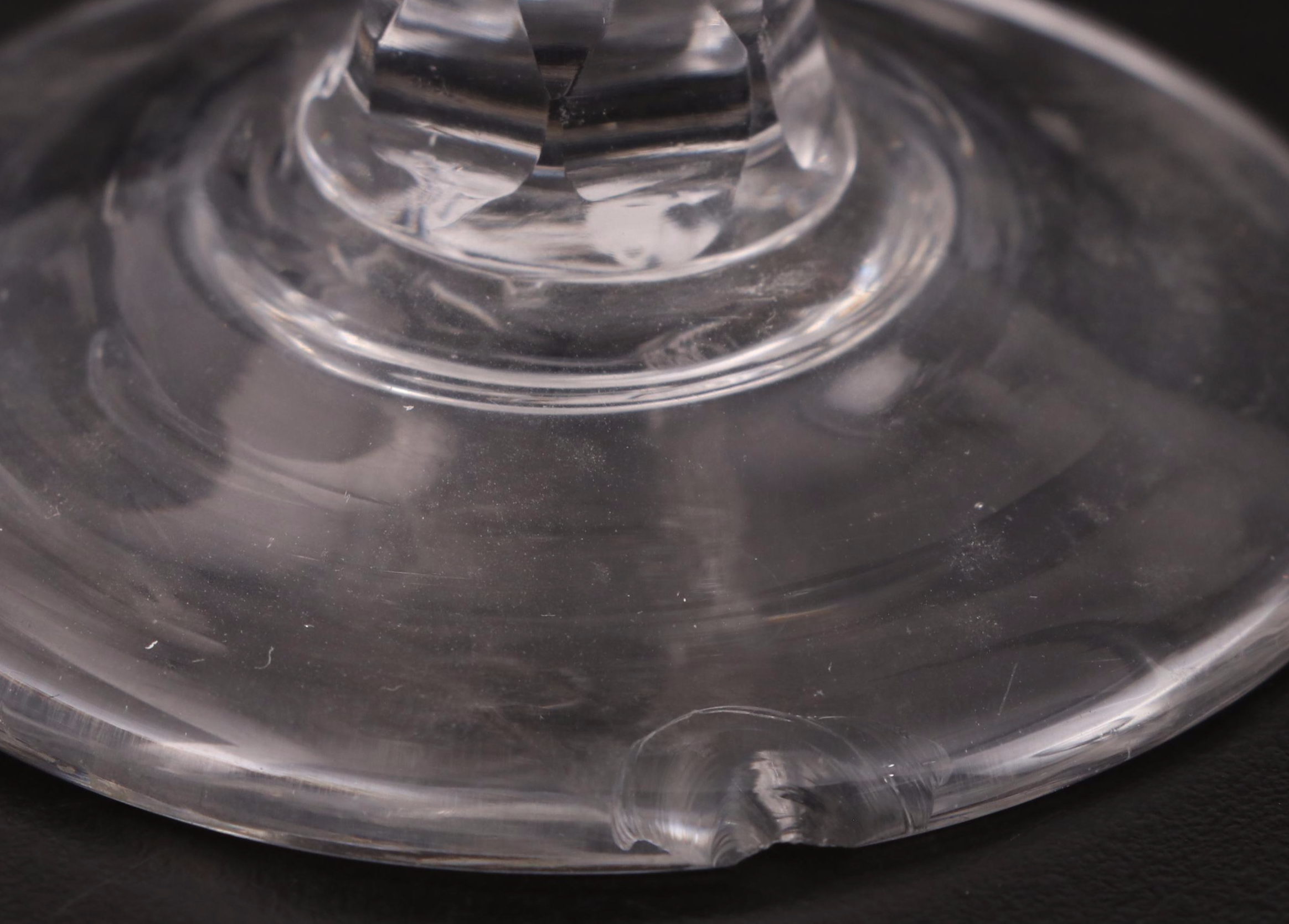 George III Diamond Faceted Stem Wine Glasses, 18th Century