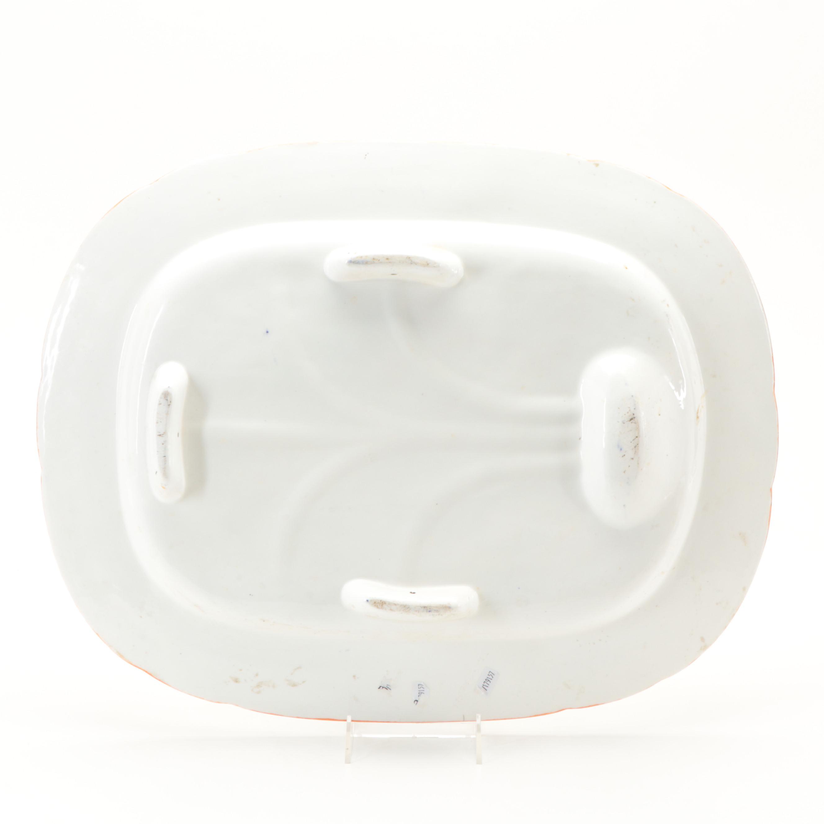 English Hand-Painted Porcelain Meat Platter, 19th Century