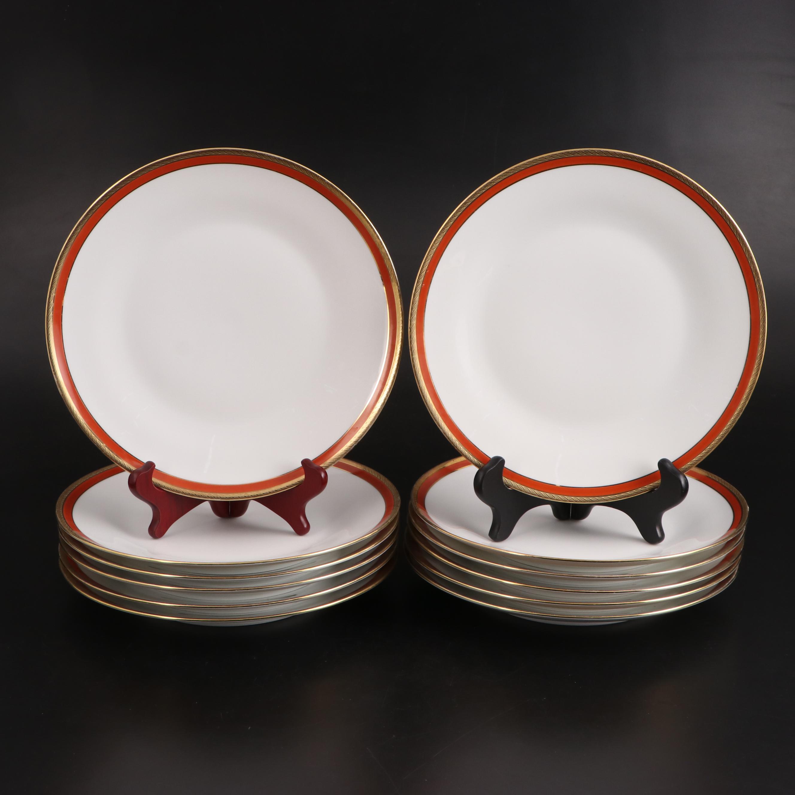 Richard Ginori "Palermo Red" Porcelain Dinner and Salad Plates, Late 20th C.