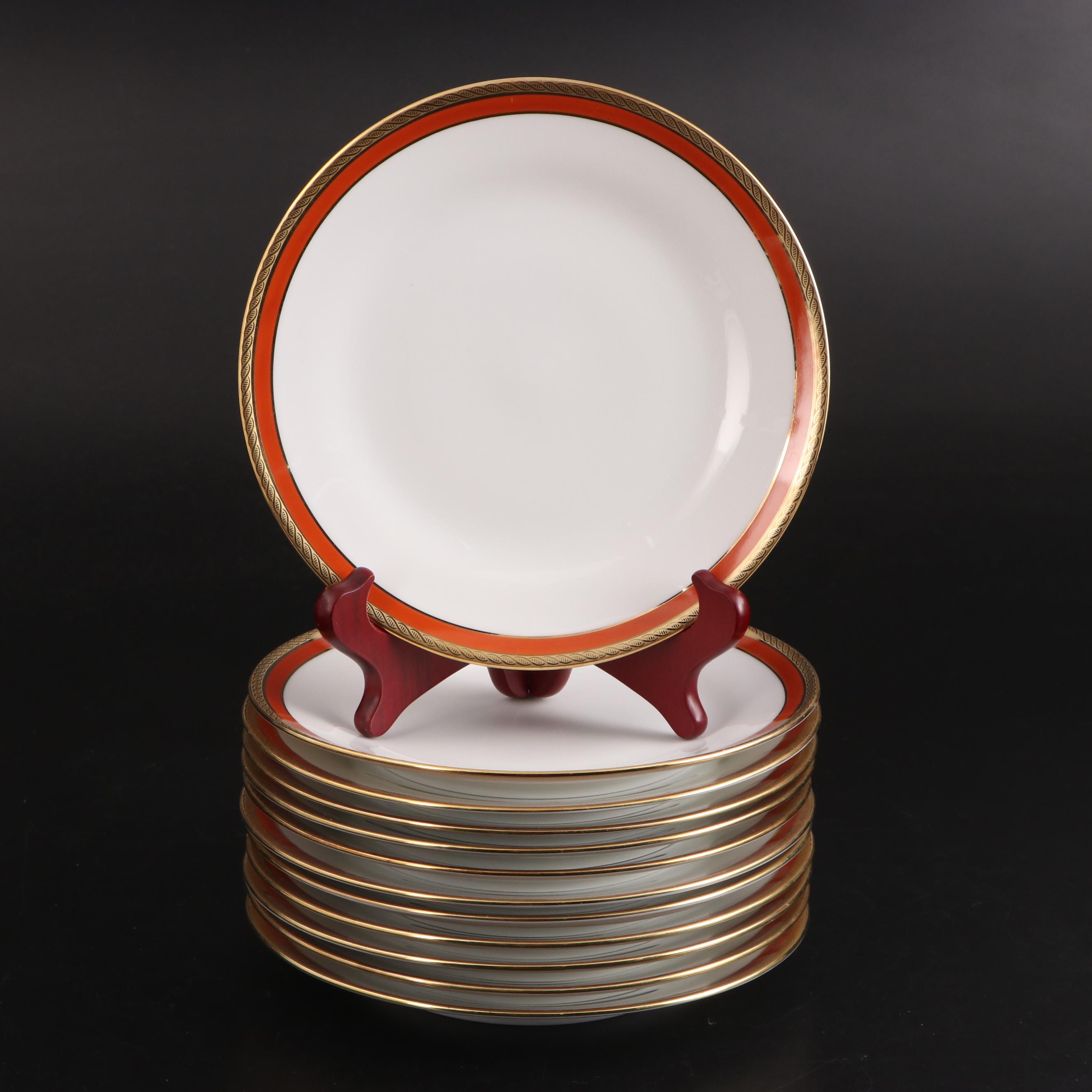 Richard Ginori "Palermo Red" Porcelain Dinner and Salad Plates, Late 20th C.