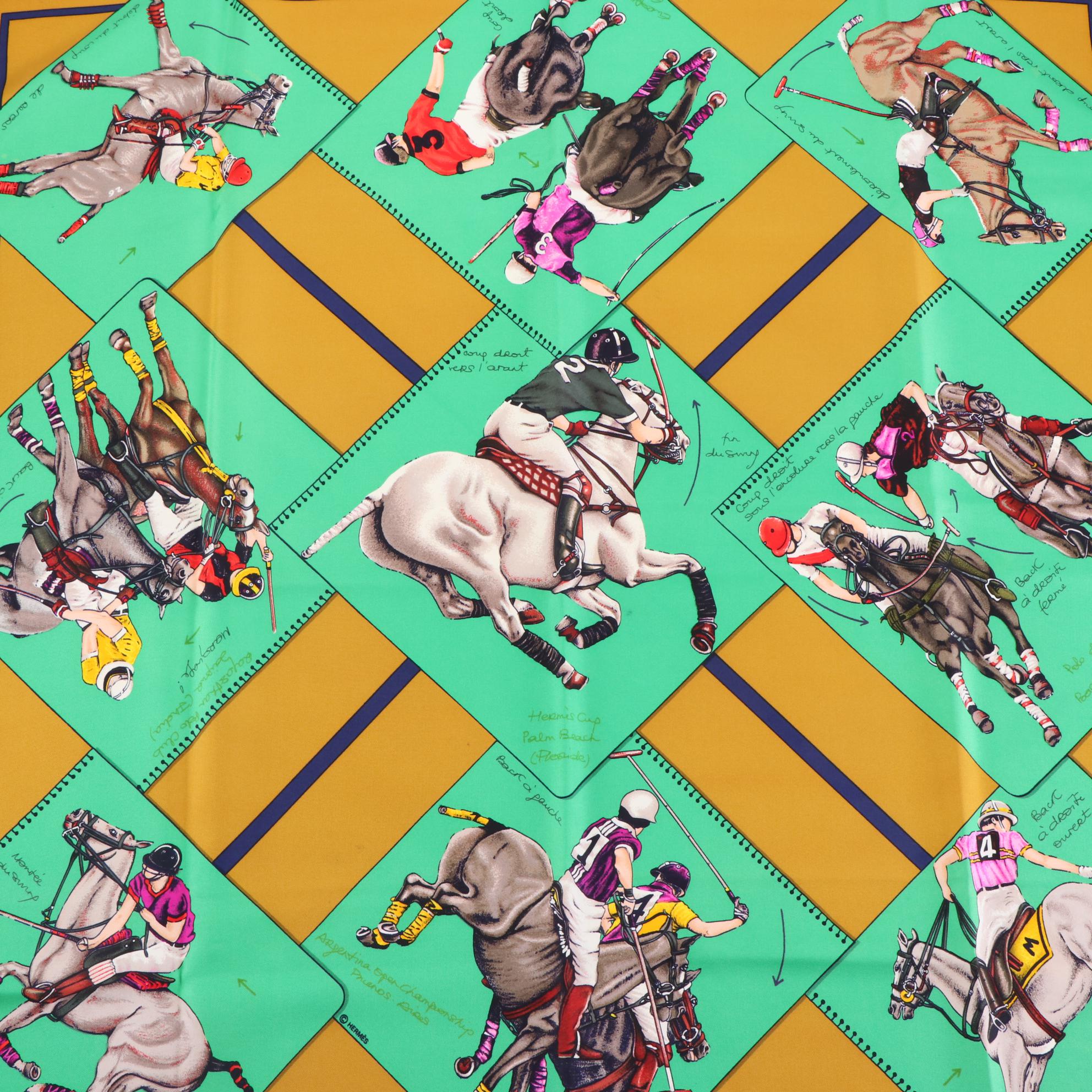 Hermès "Le Monde du Polo" Scarf 90 in Silk Twill