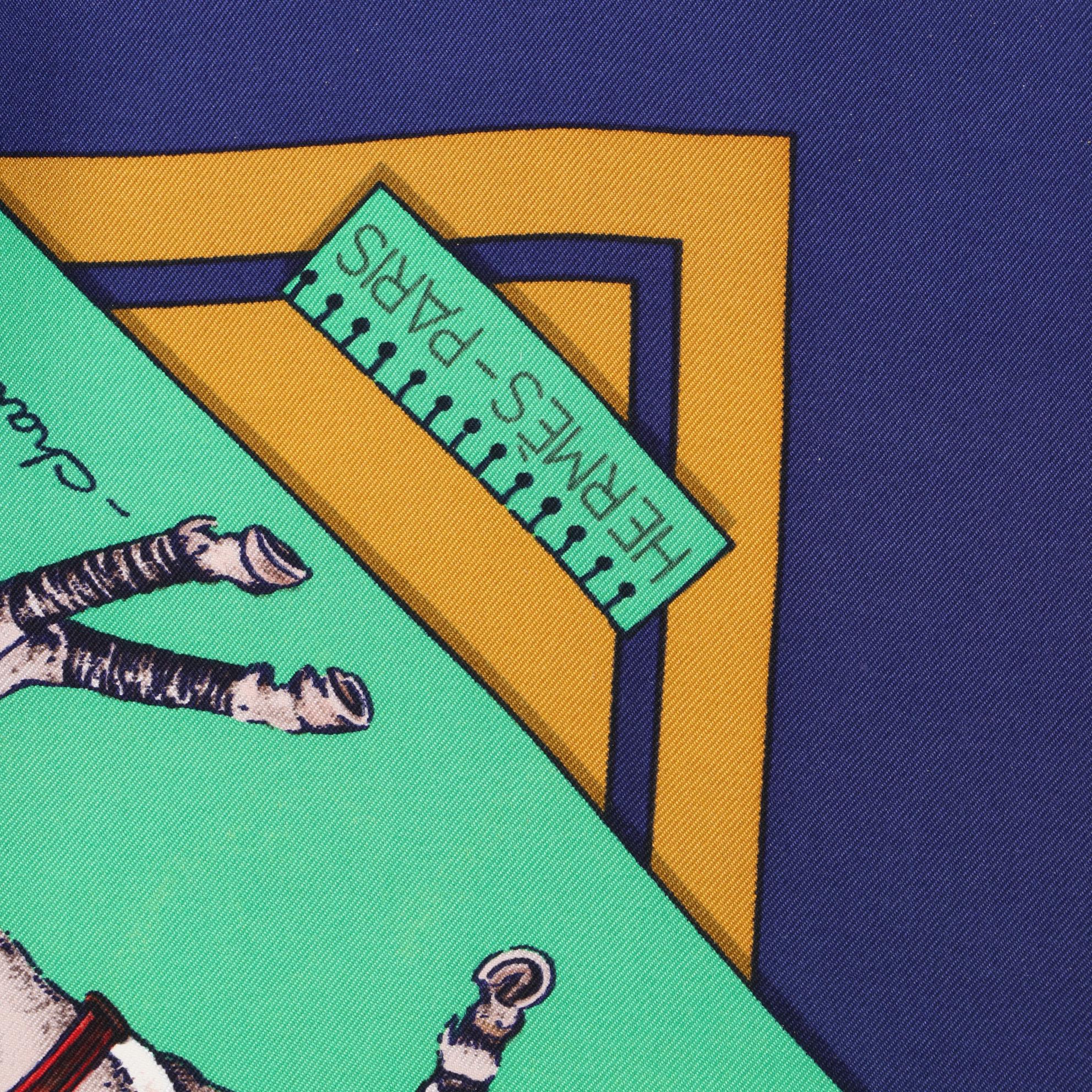 Hermès "Le Monde du Polo" Scarf 90 in Silk Twill