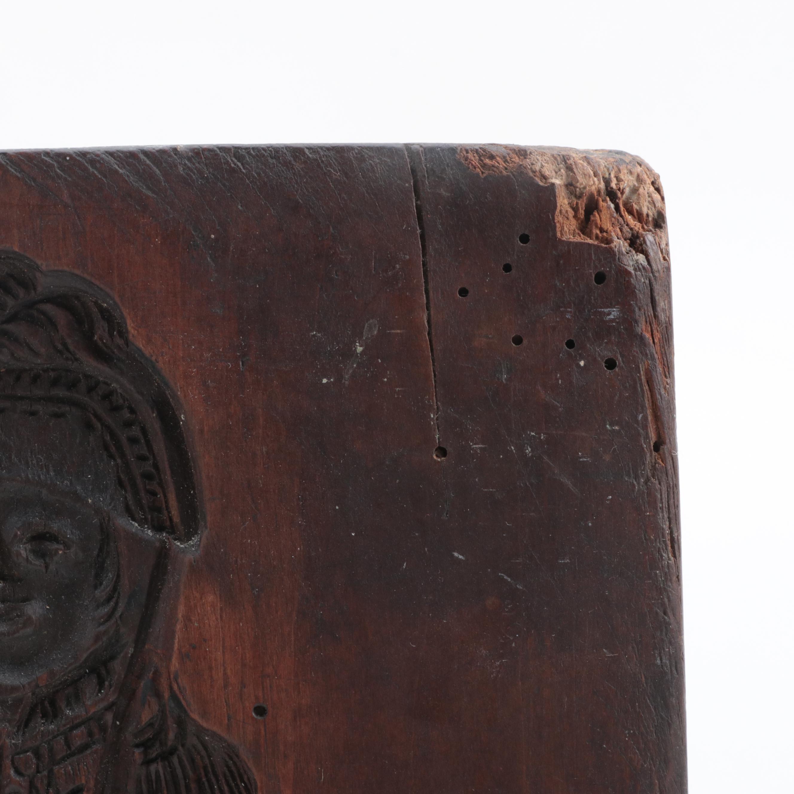 Knight on Horseback Carved Wood Gingerbread Mold, 18th Century