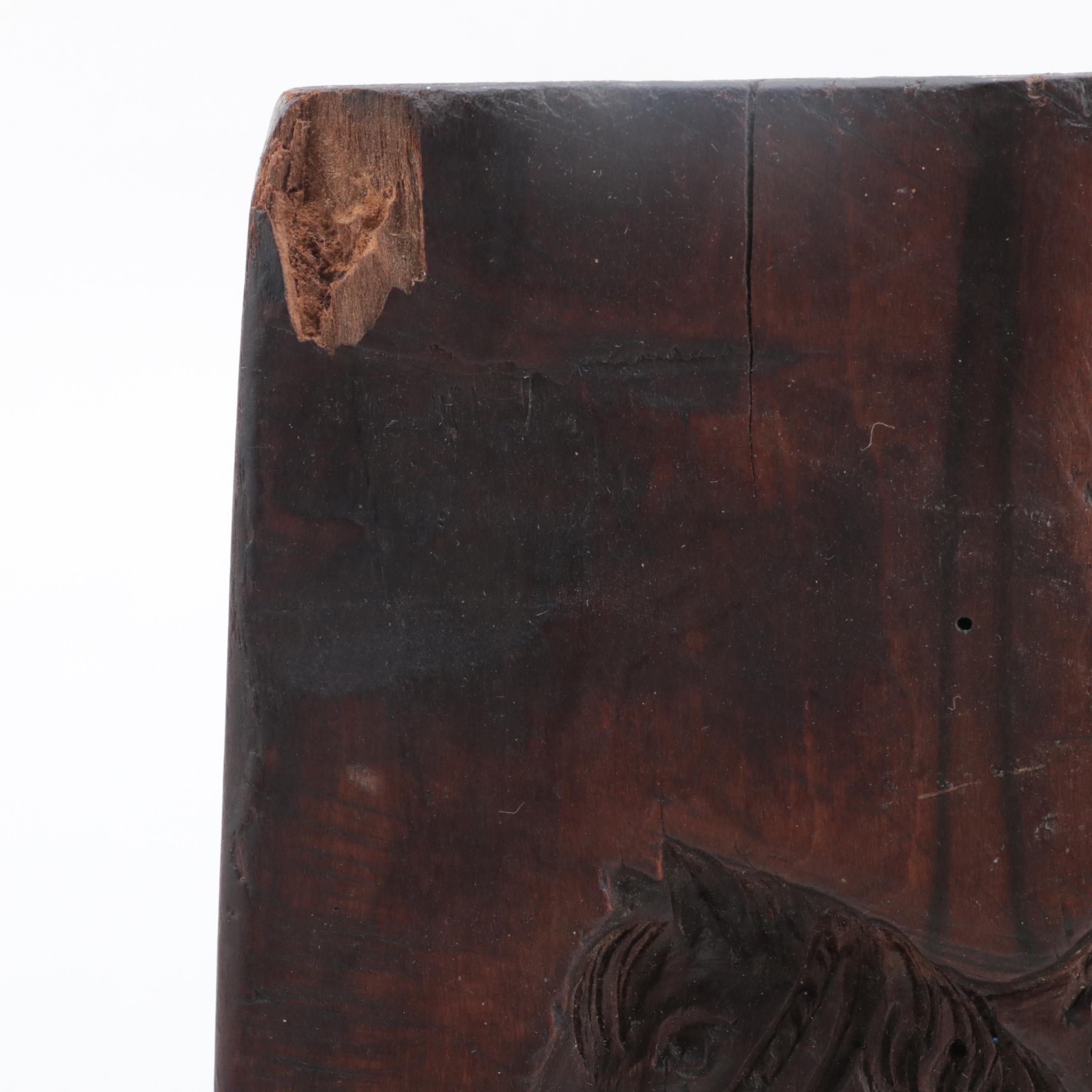 Knight on Horseback Carved Wood Gingerbread Mold, 18th Century