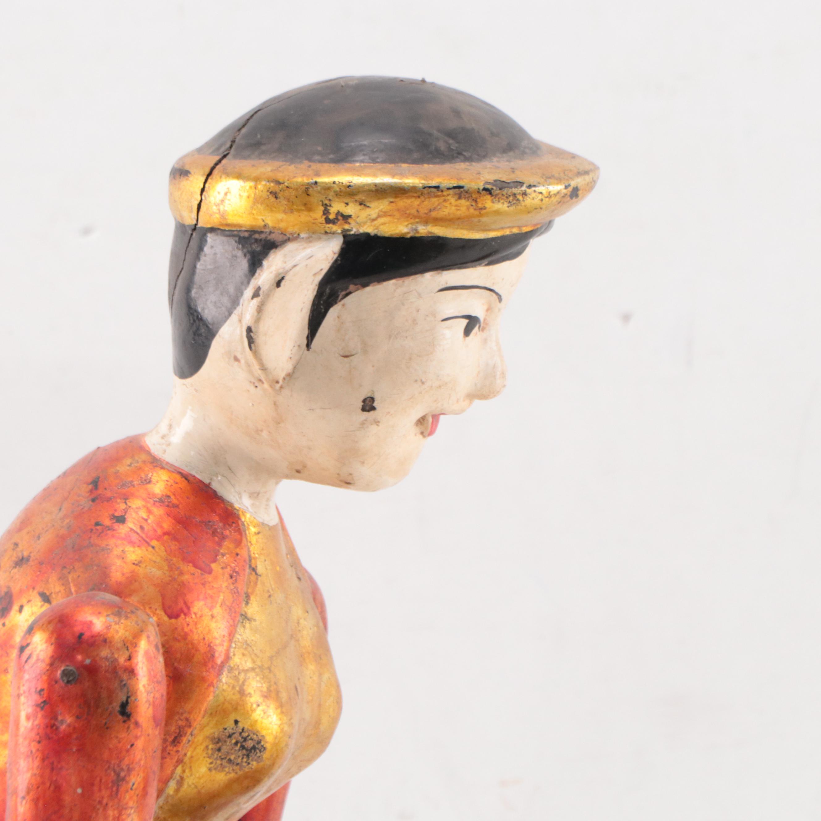 Vietnamese Hand-Painted Carved Wood Water Puppet, Late 20th Century