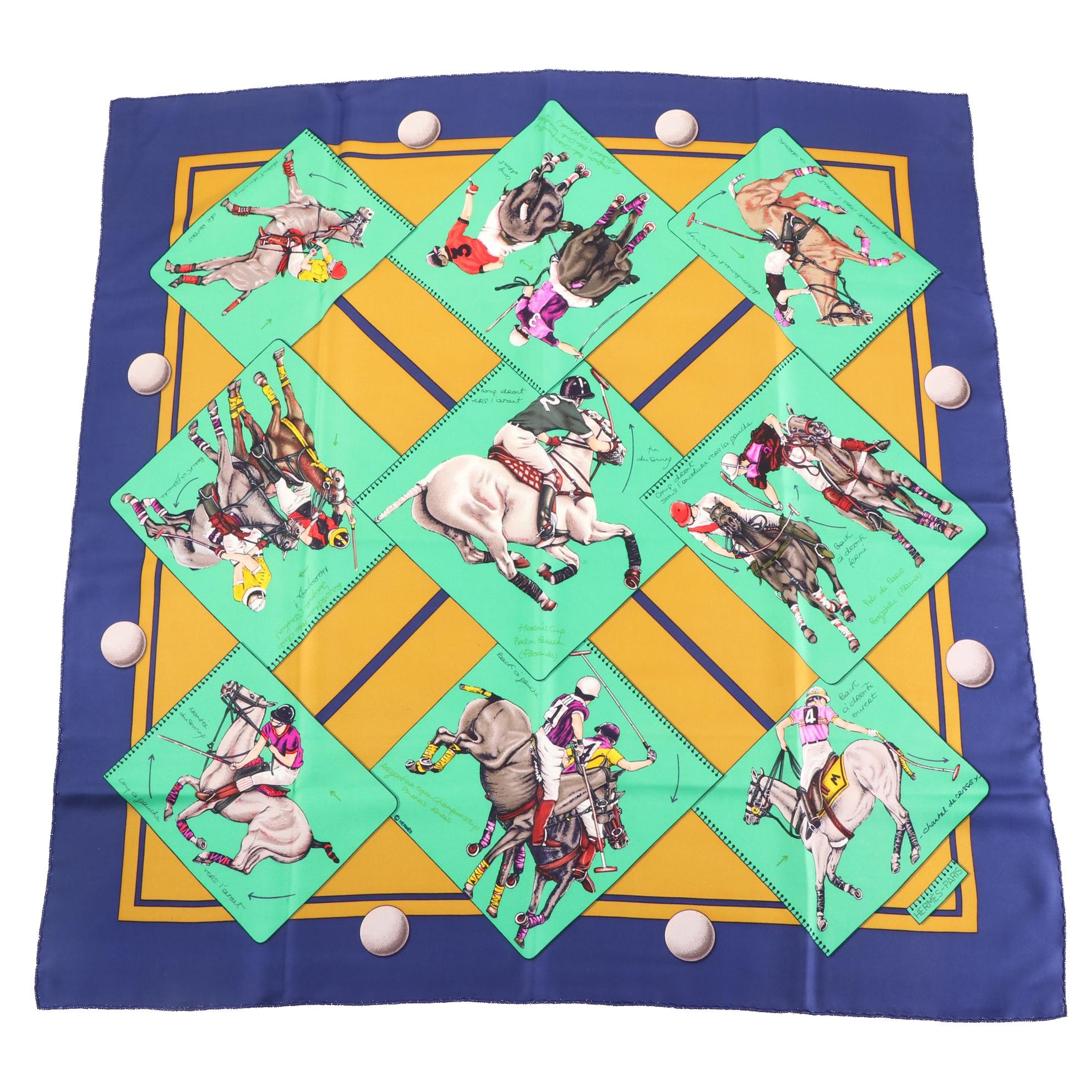 Hermès "Le Monde du Polo" Scarf 90 in Silk Twill