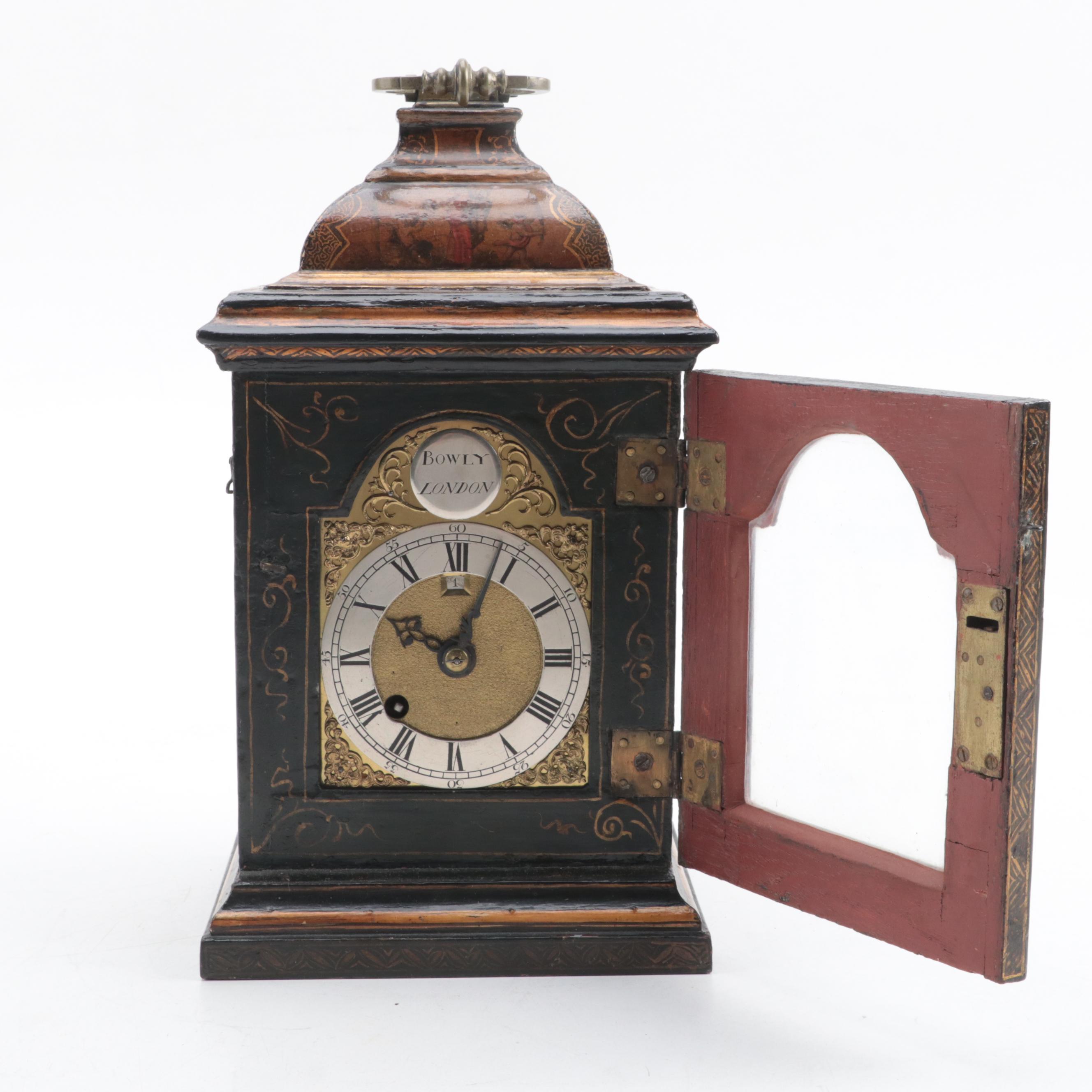 George III Devereux Bowly Chinoiserie Bracket Clock, Mid to Late 18th Century
