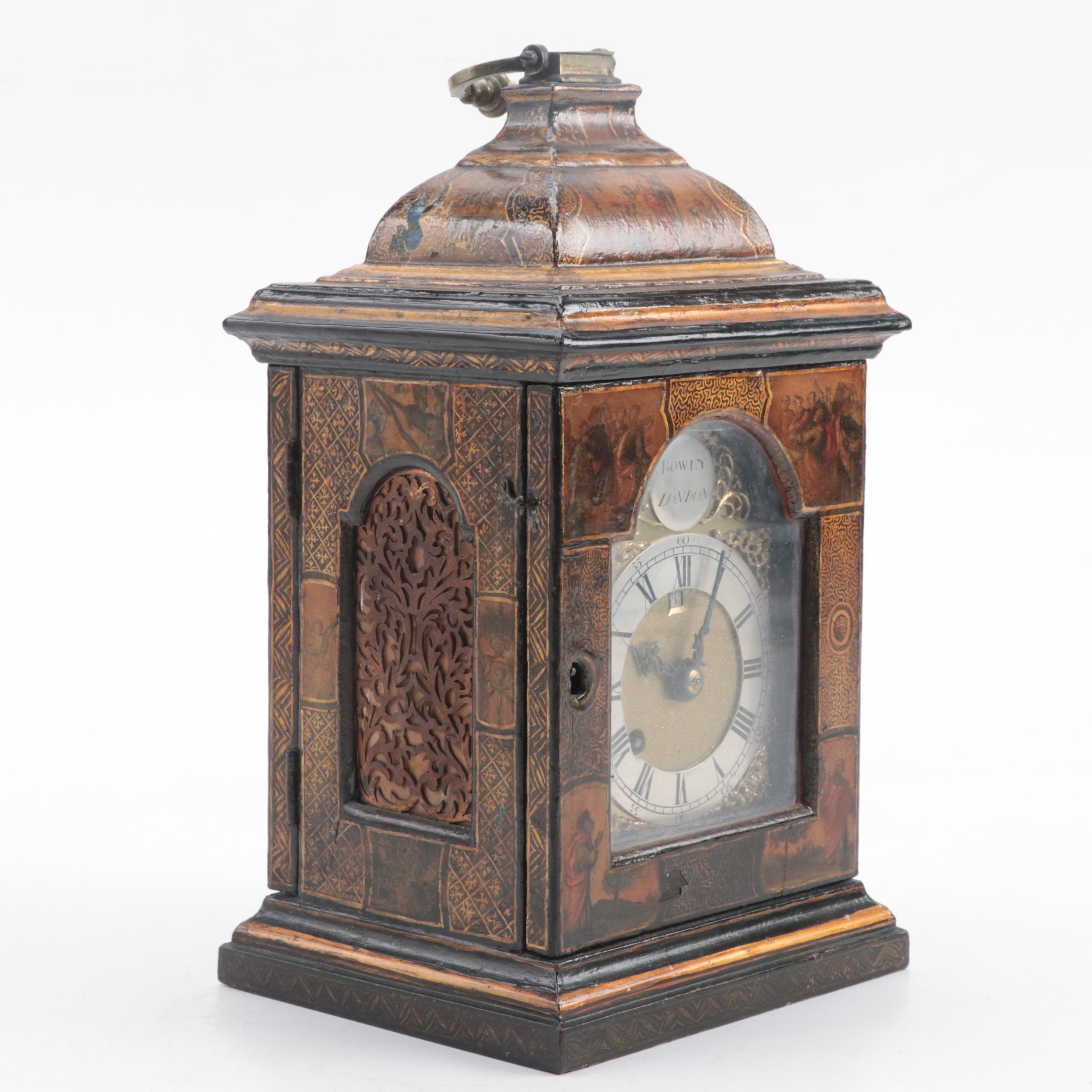 George III Devereux Bowly Chinoiserie Bracket Clock, Mid to Late 18th Century
