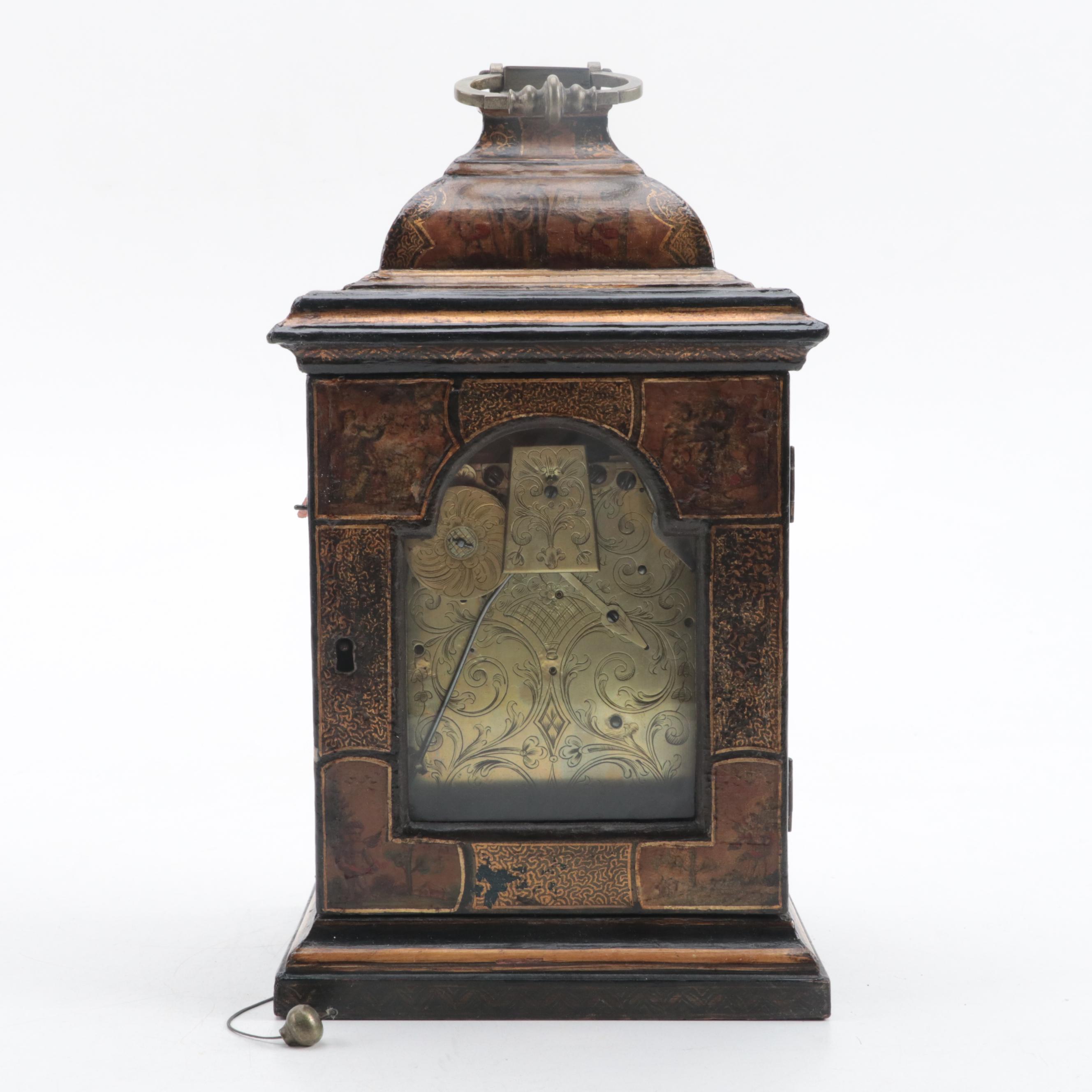 George III Devereux Bowly Chinoiserie Bracket Clock, Mid to Late 18th Century