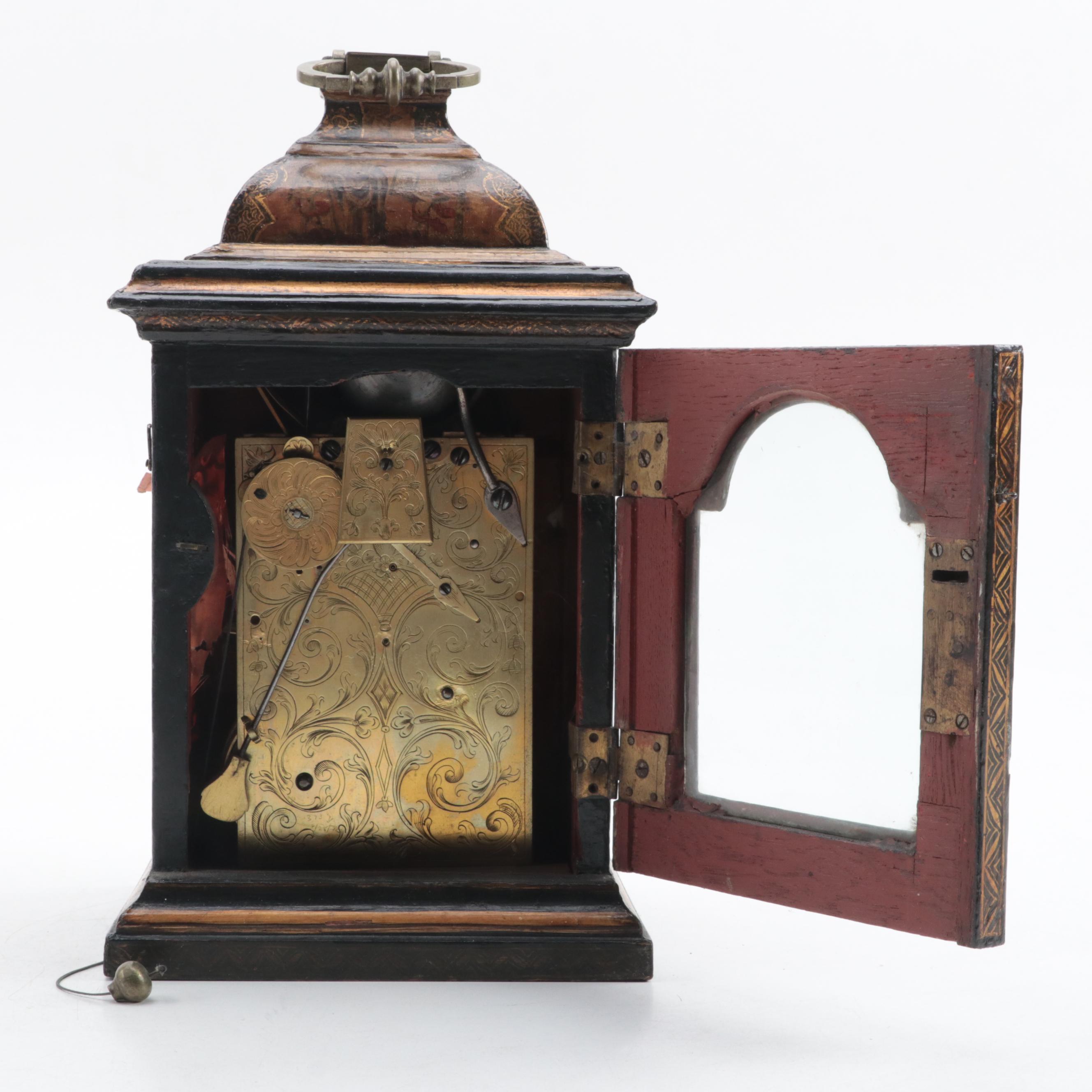George III Devereux Bowly Chinoiserie Bracket Clock, Mid to Late 18th Century