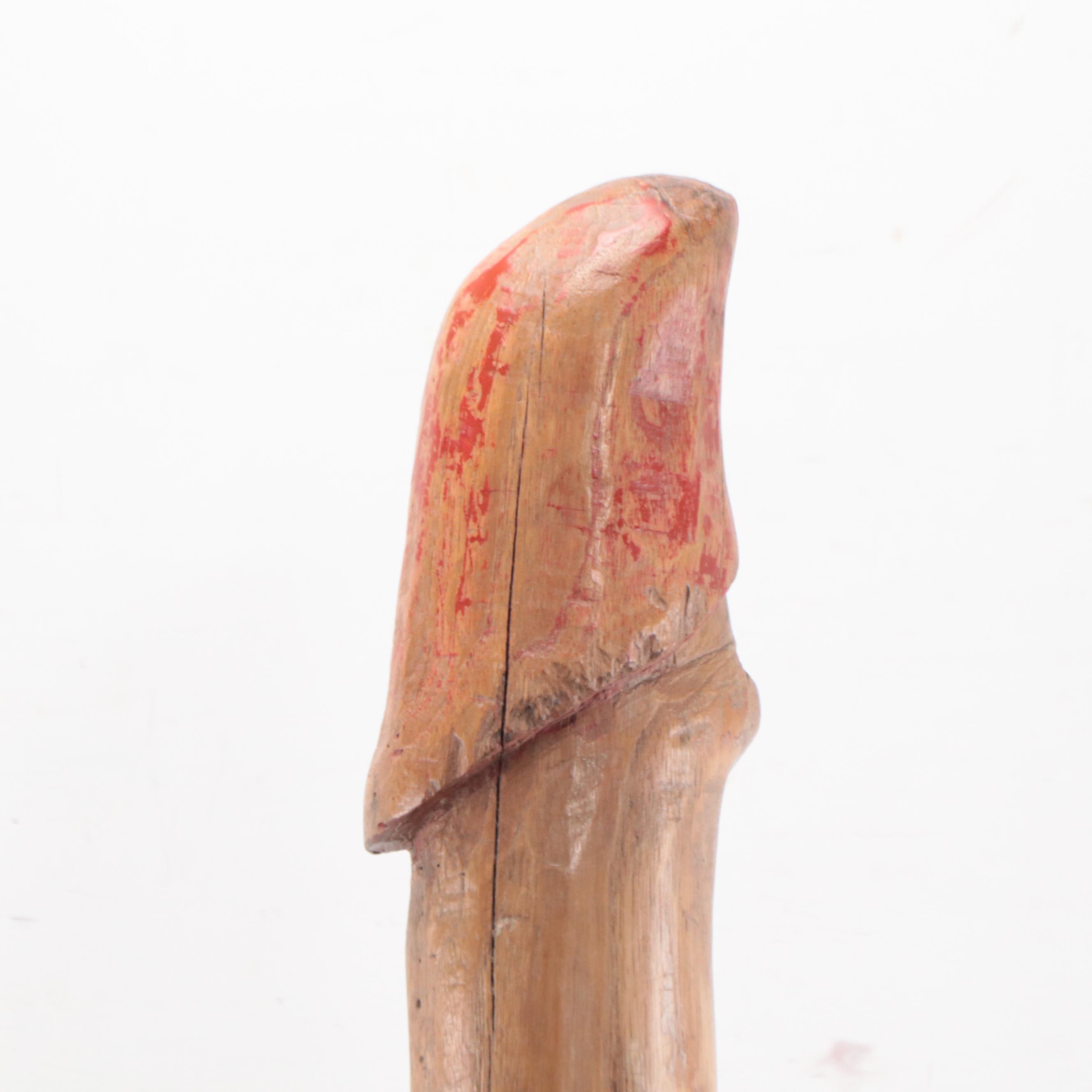 Thai Hand-Painted Carved Wood Palad Khik