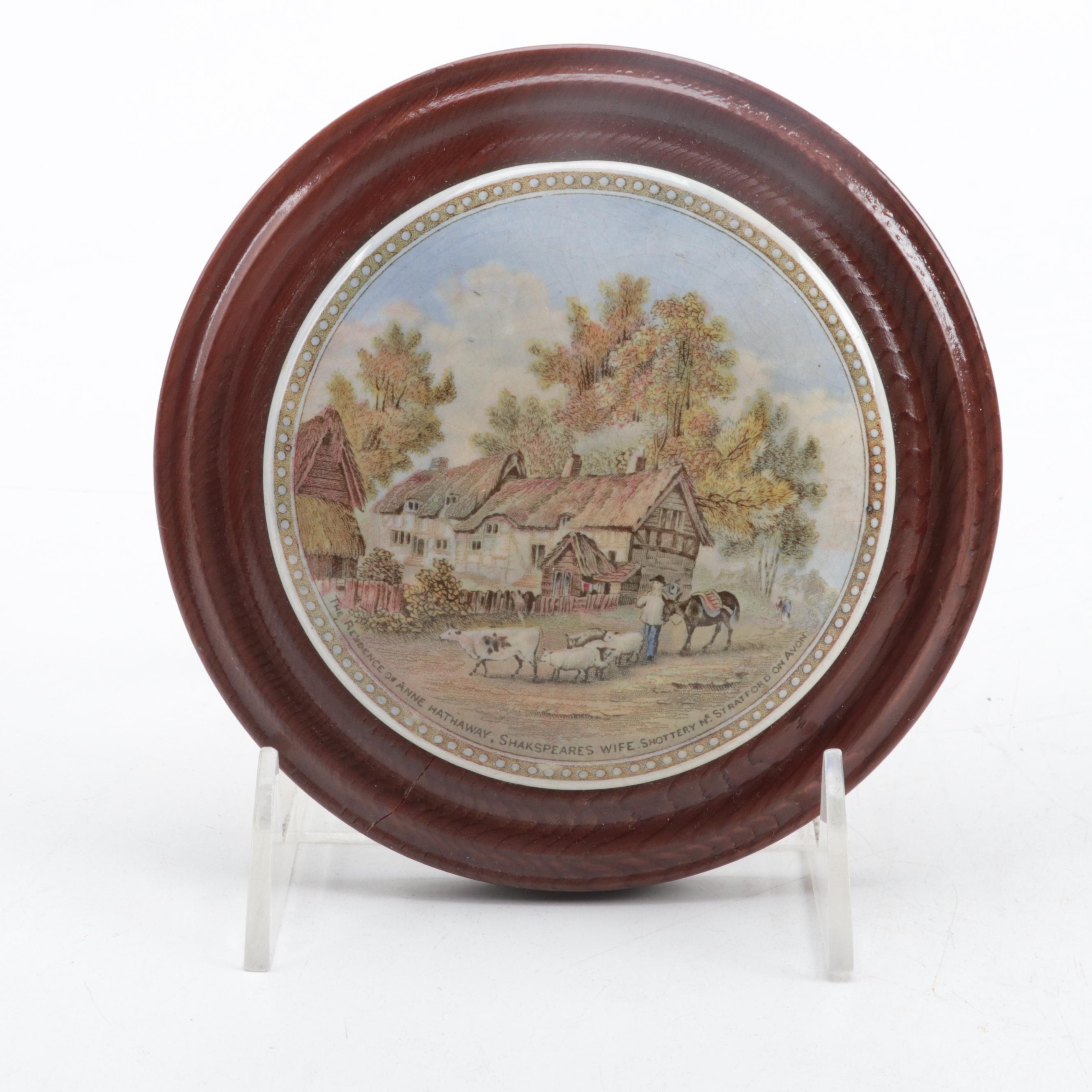 Prattware Pot Lids in Frames including a Portrait of Prince Albert, 19th Century