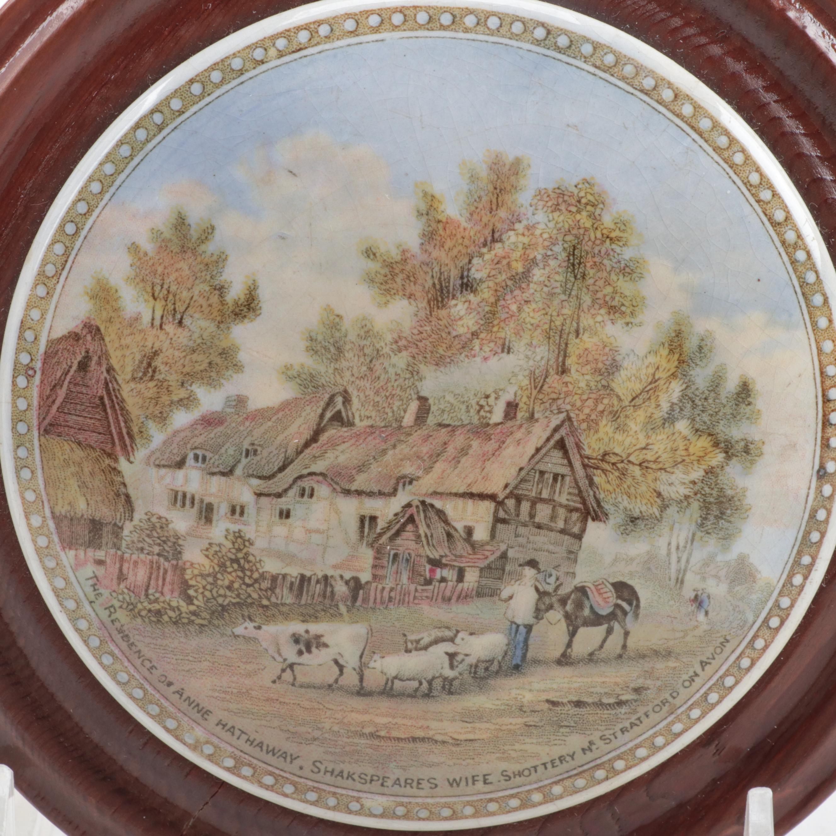 Prattware Pot Lids in Frames including a Portrait of Prince Albert, 19th Century