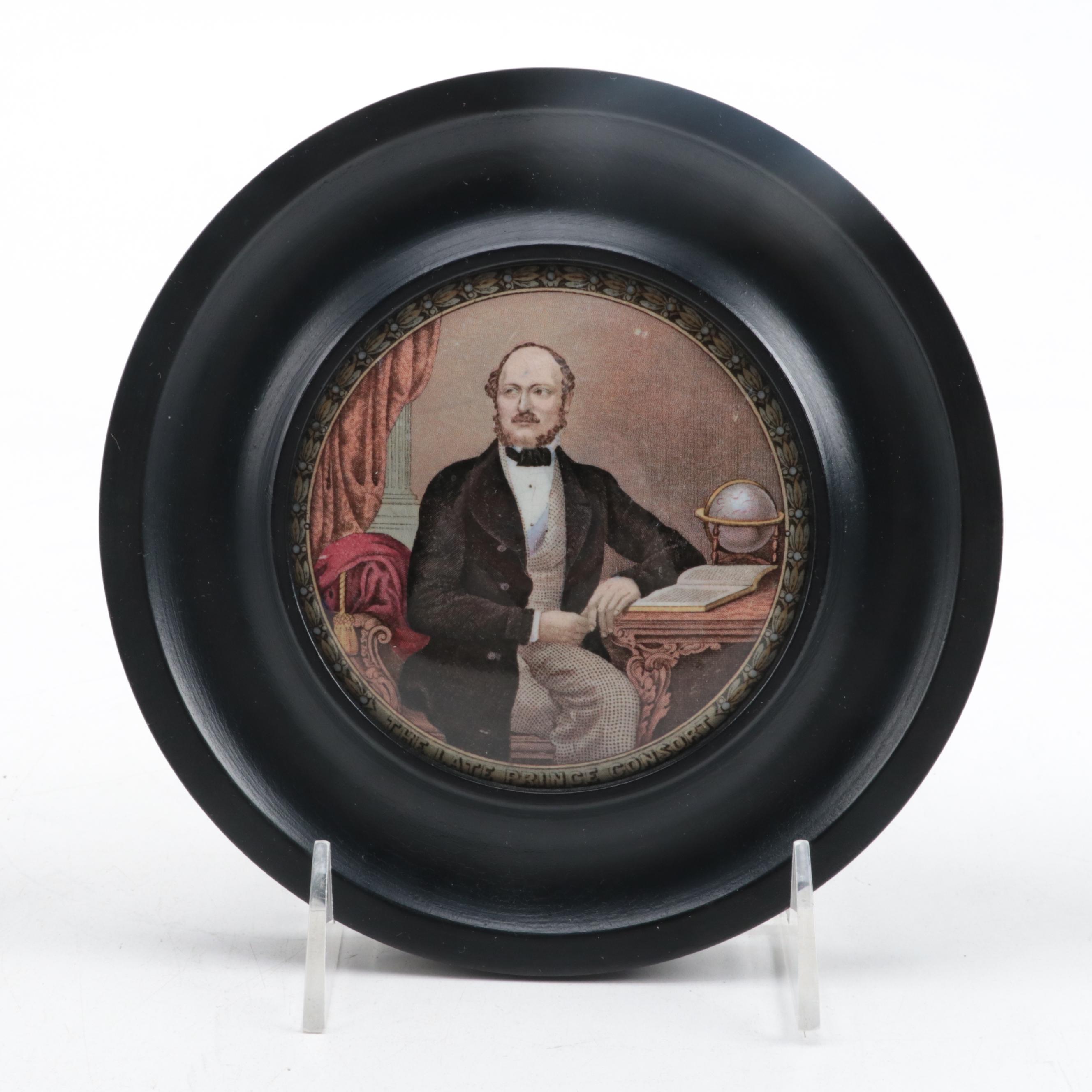 Prattware Pot Lids in Frames including a Portrait of Prince Albert, 19th Century