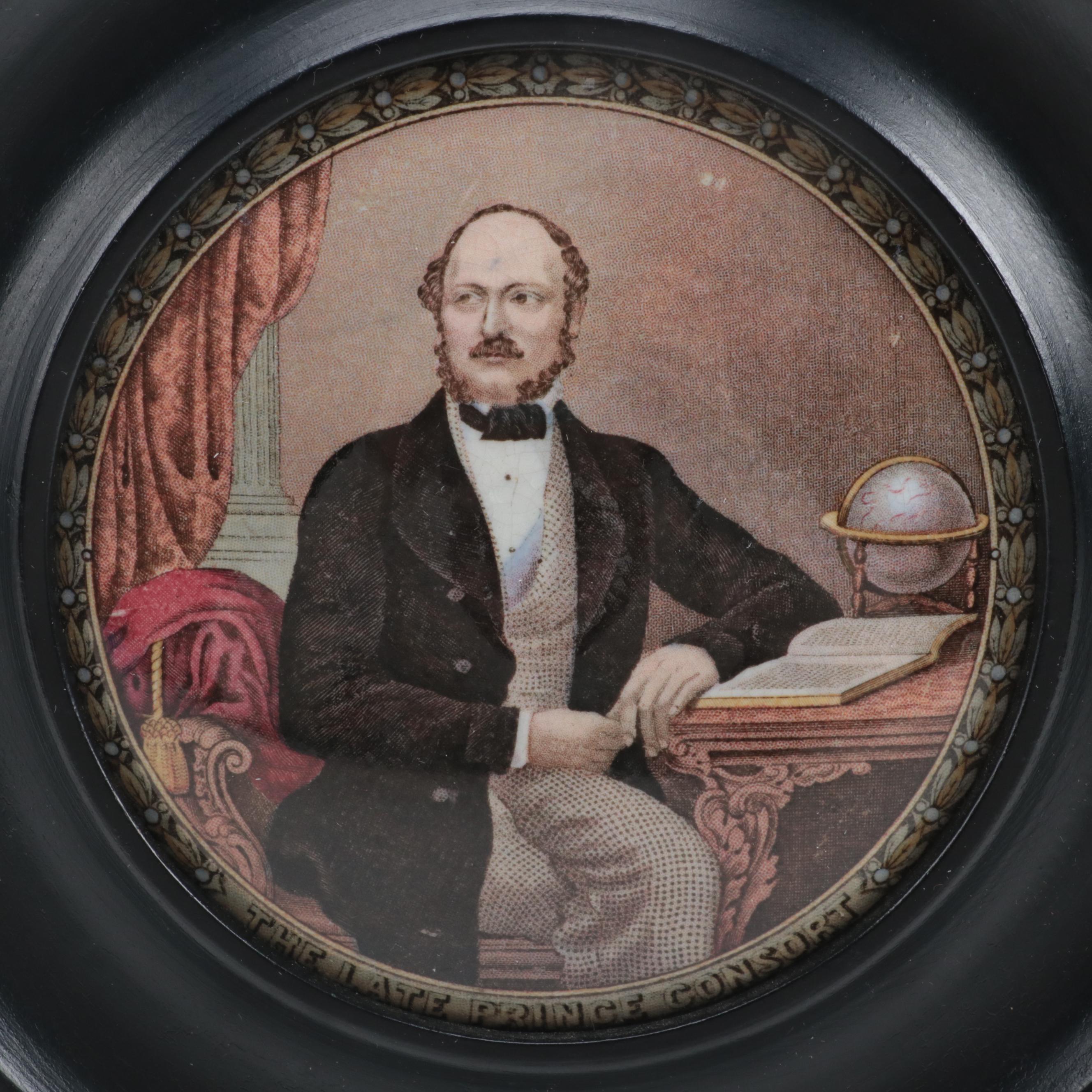 Prattware Pot Lids in Frames including a Portrait of Prince Albert, 19th Century