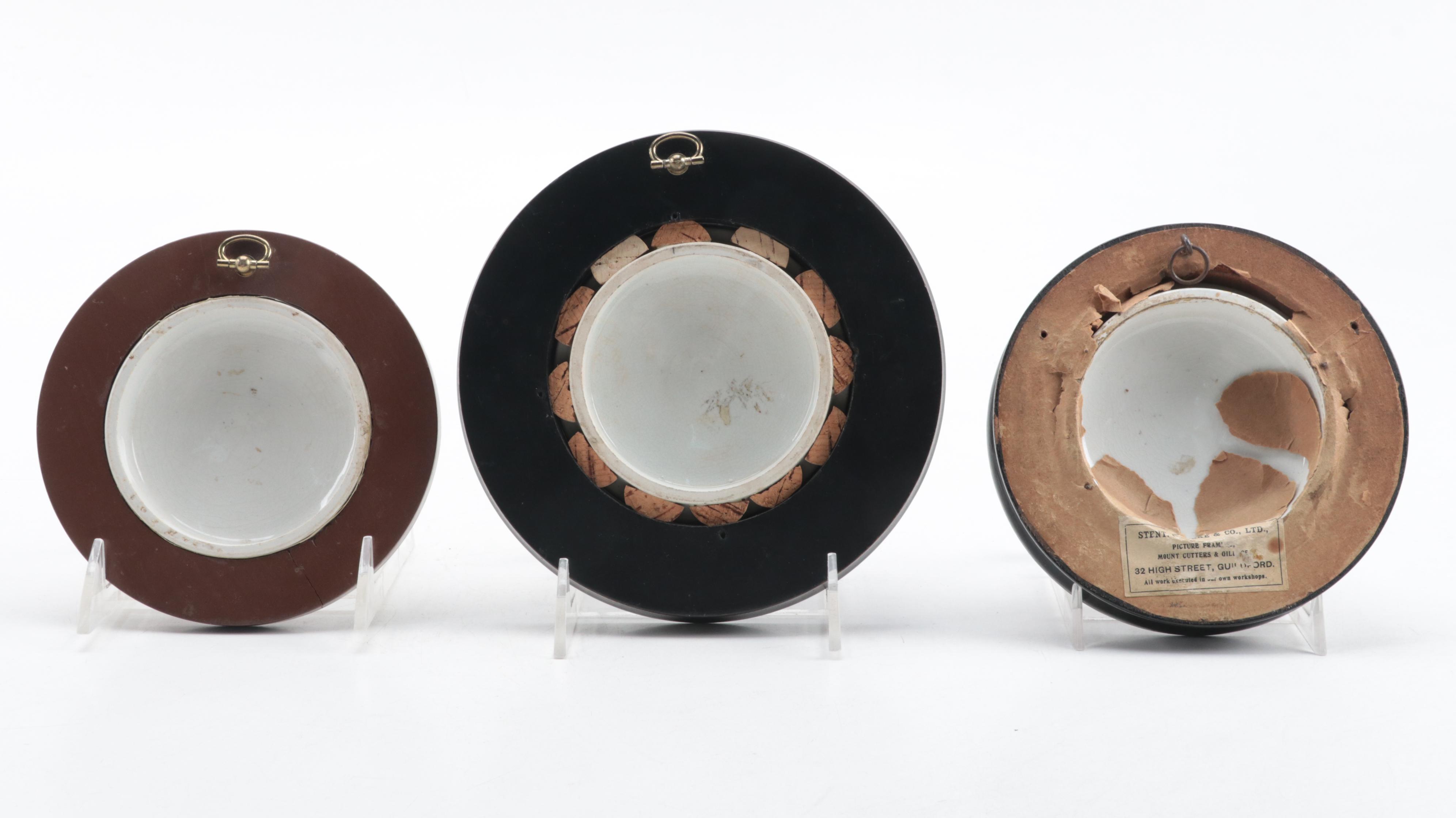 Prattware Pot Lids in Frames including a Portrait of Prince Albert, 19th Century