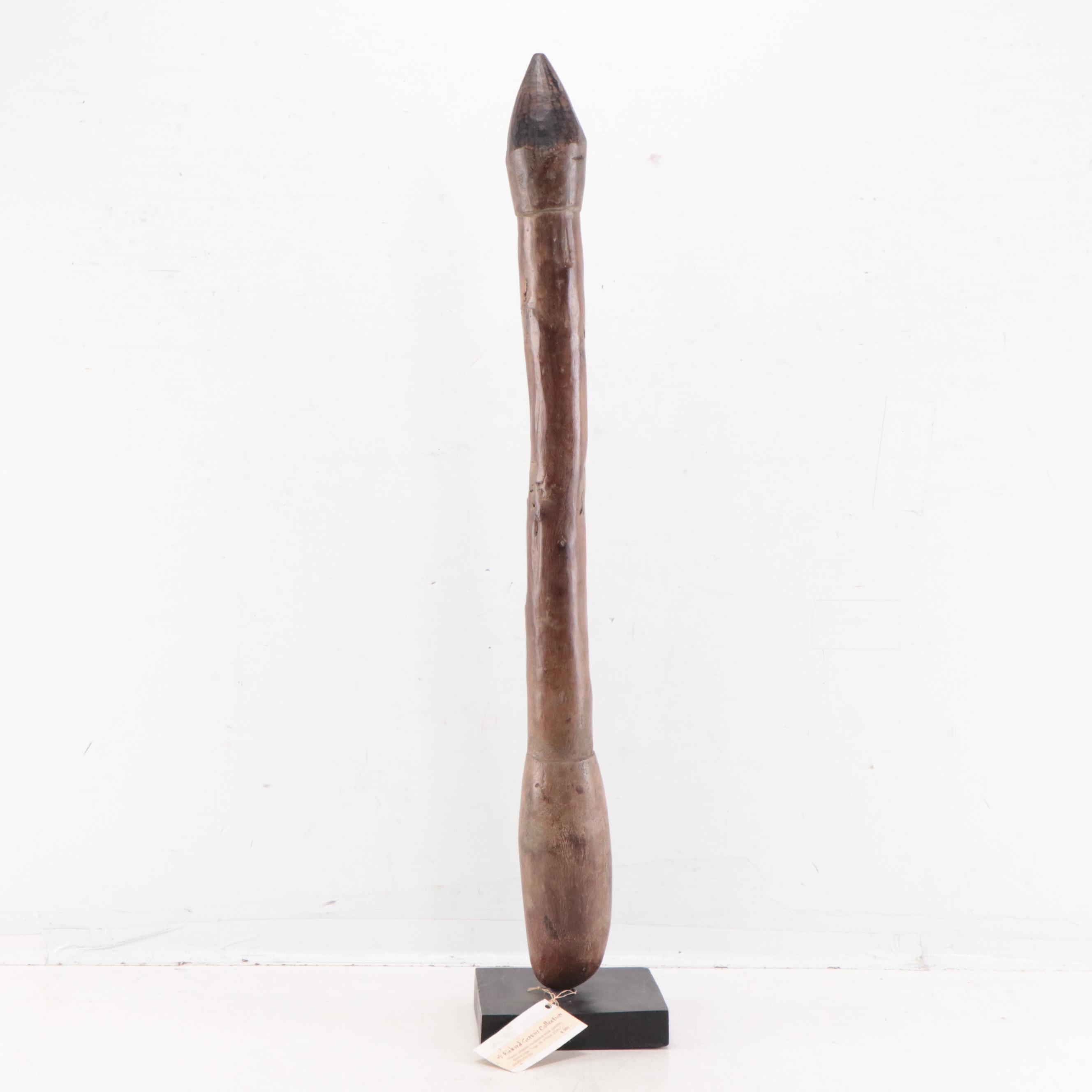 Moba Carved Wood Phallic-Shaped Medicine Pestle, 20th Century