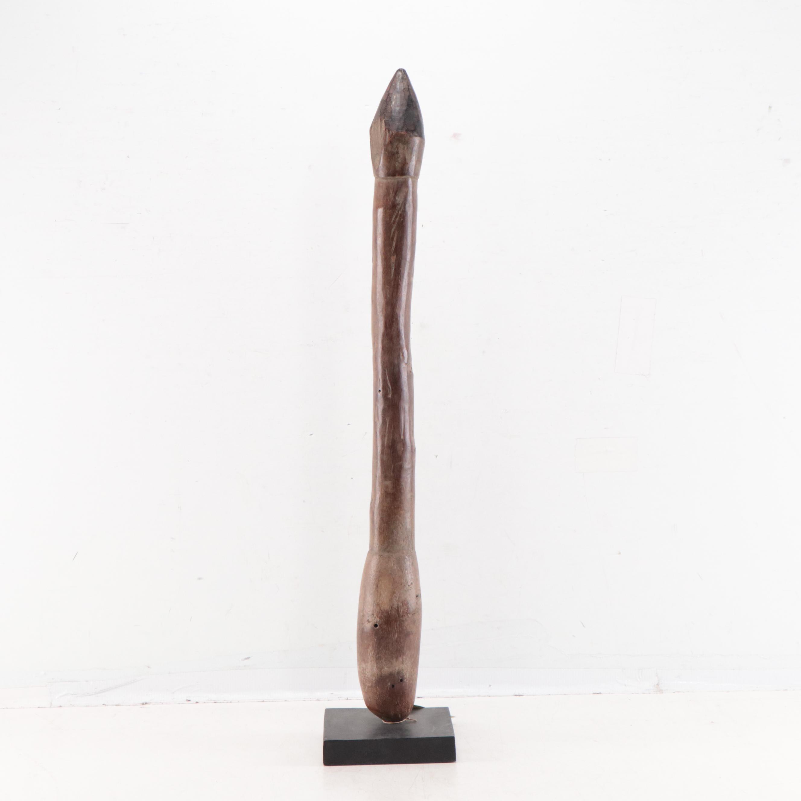 Moba Carved Wood Phallic-Shaped Medicine Pestle, 20th Century