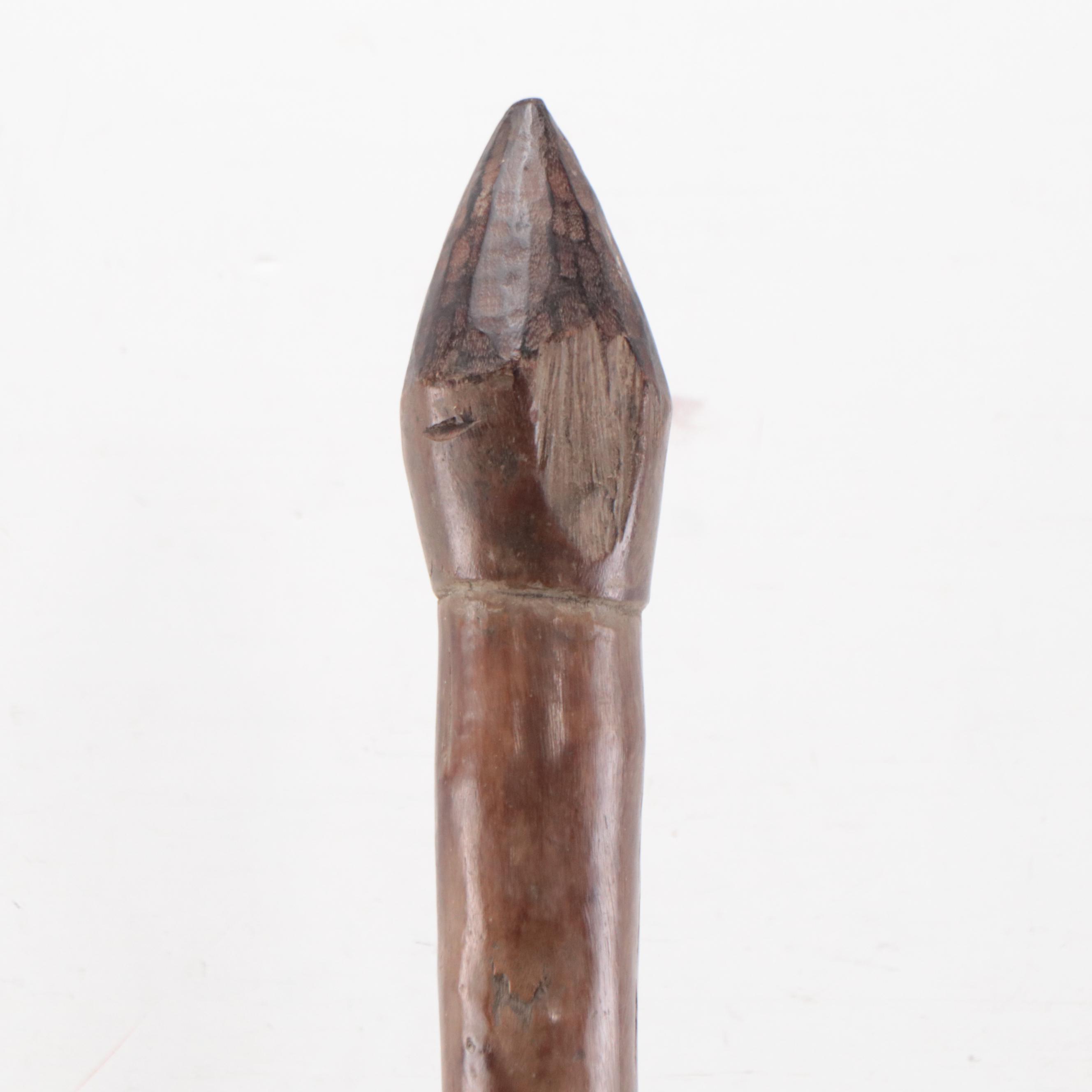 Moba Carved Wood Phallic-Shaped Medicine Pestle, 20th Century