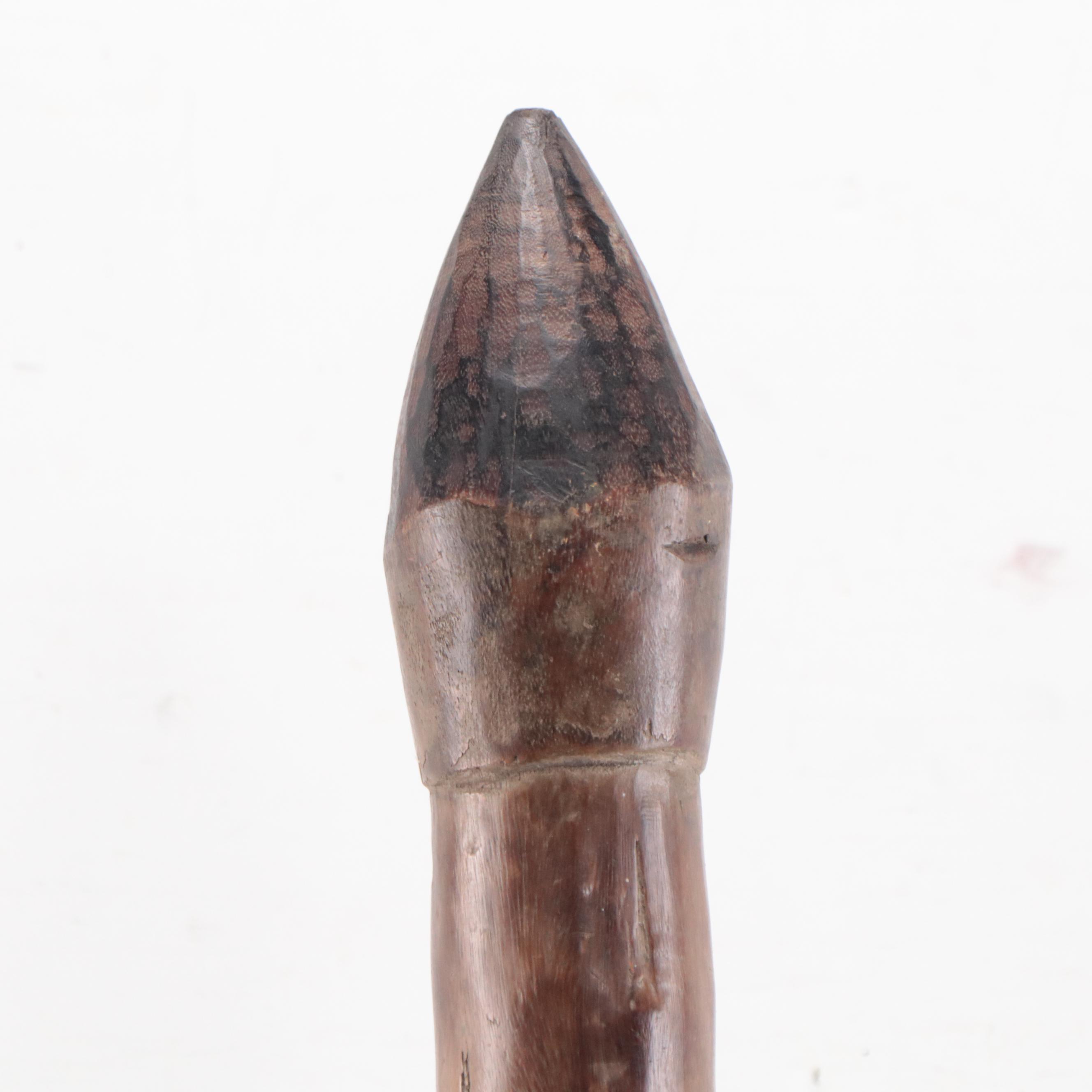Moba Carved Wood Phallic-Shaped Medicine Pestle, 20th Century