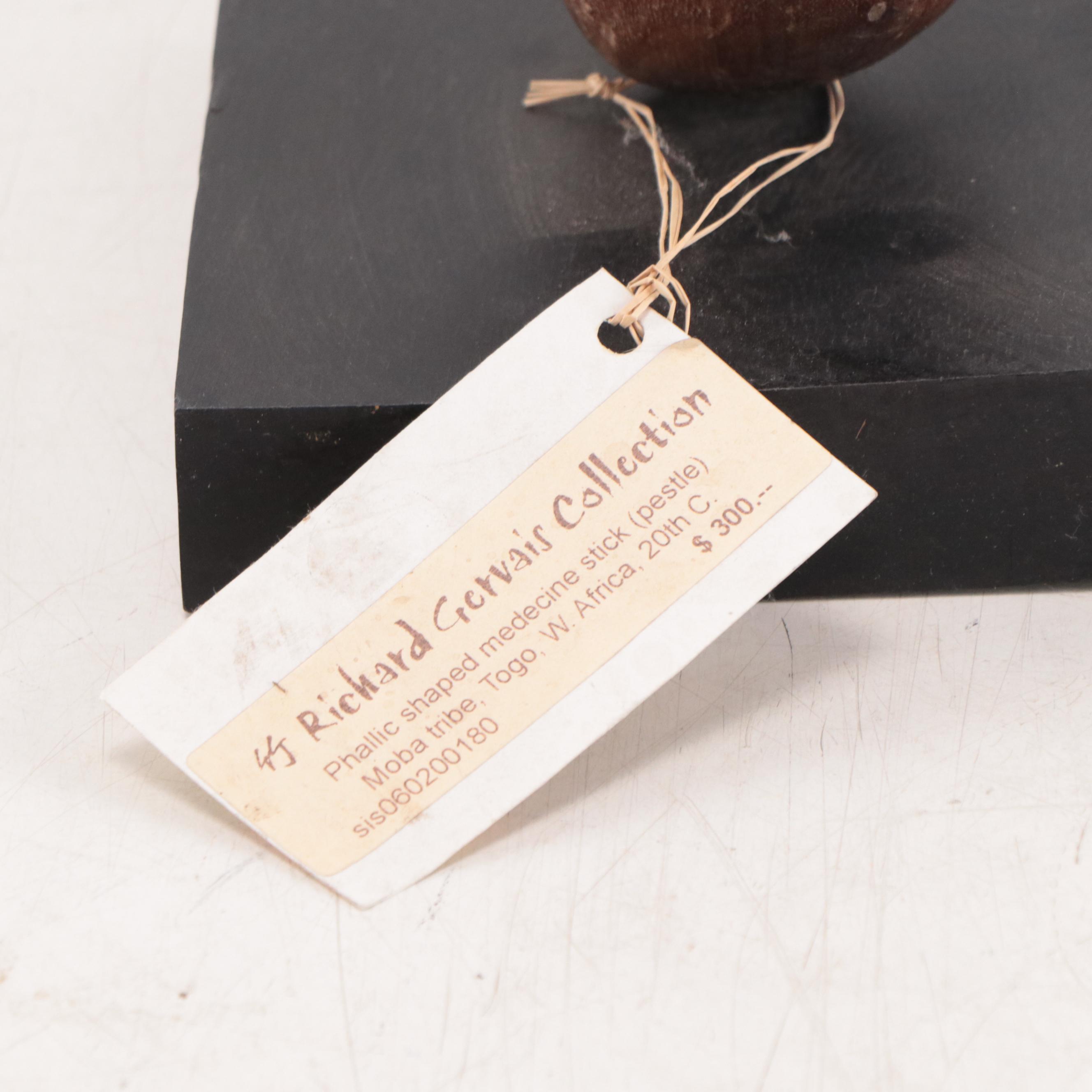 Moba Carved Wood Phallic-Shaped Medicine Pestle, 20th Century