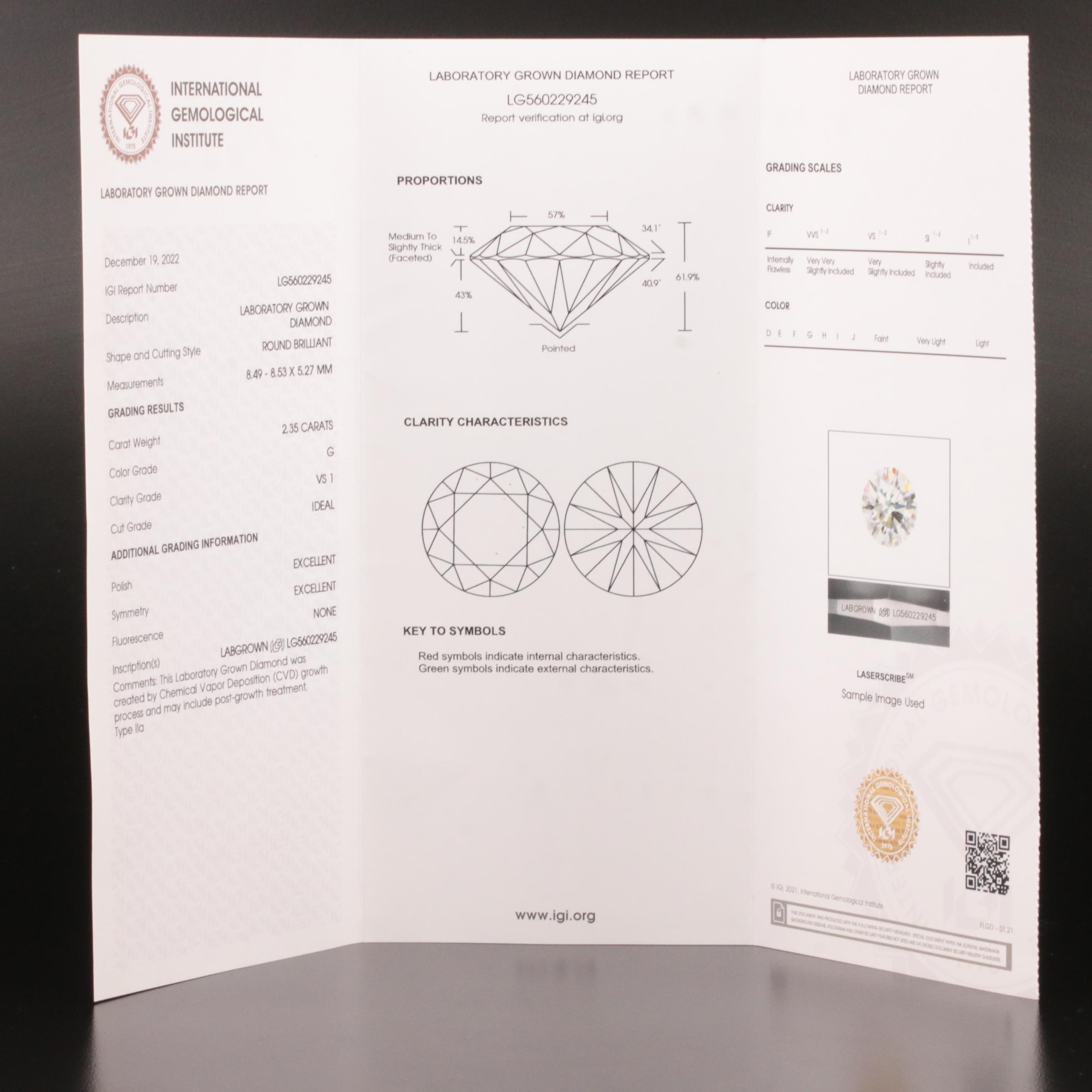 Platinum 4.35 CTW Lab Grown Diamond Ring with IGI Report