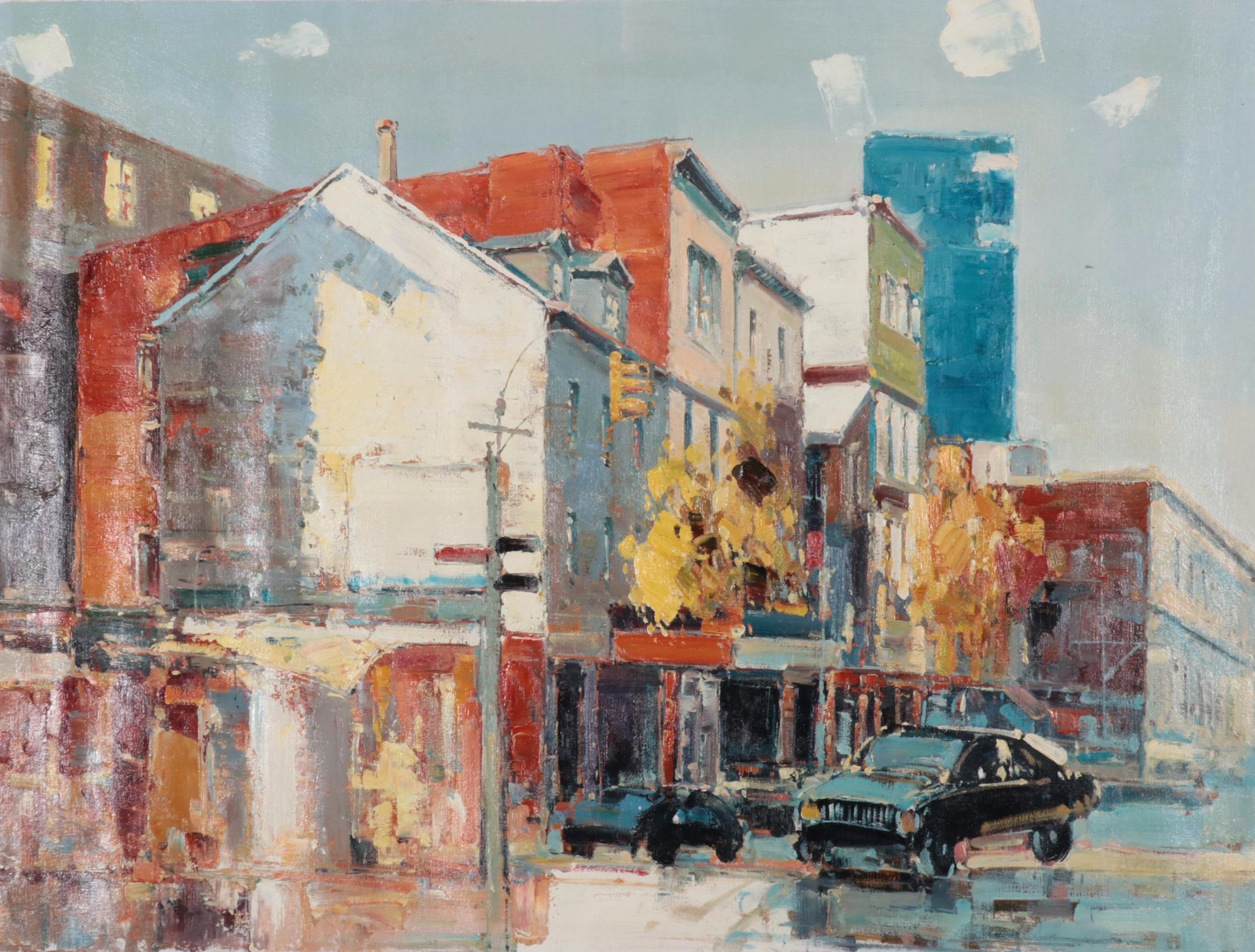 Oil Painting of City Scene, 21st Century