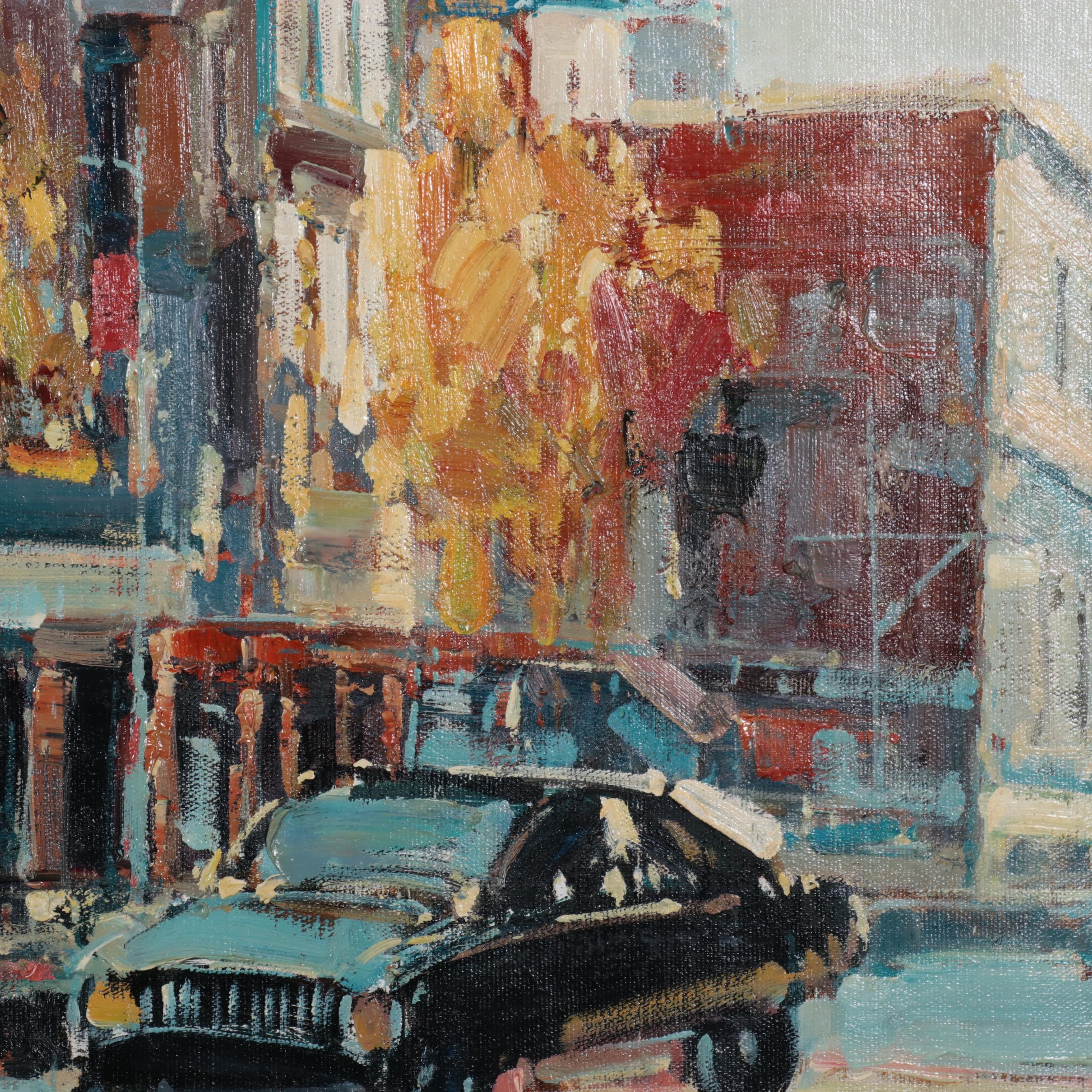 Oil Painting of City Scene, 21st Century