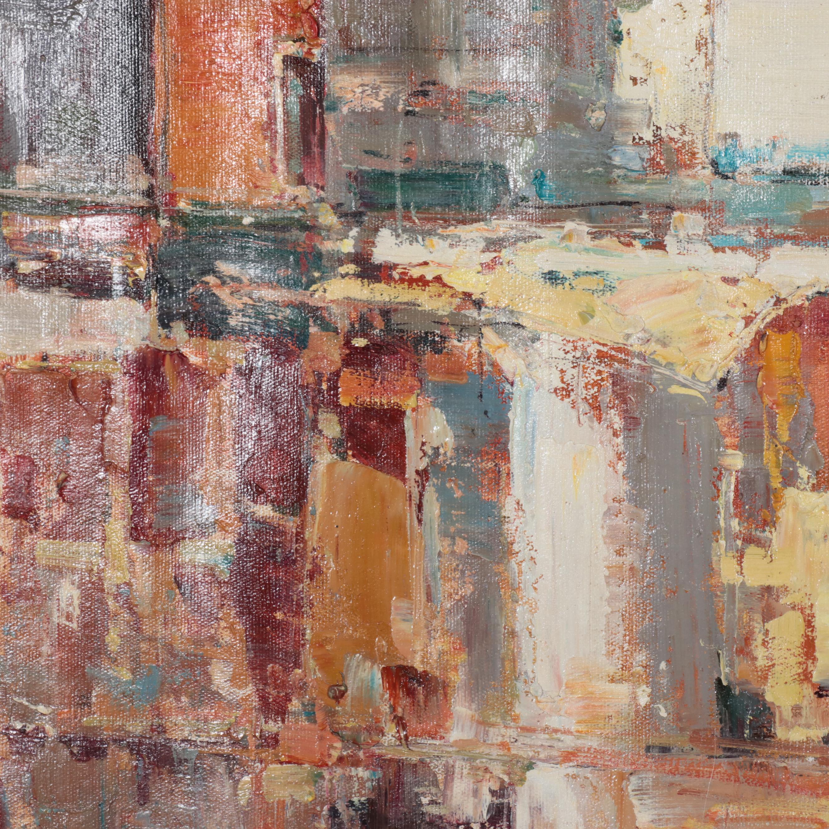 Oil Painting of City Scene, 21st Century