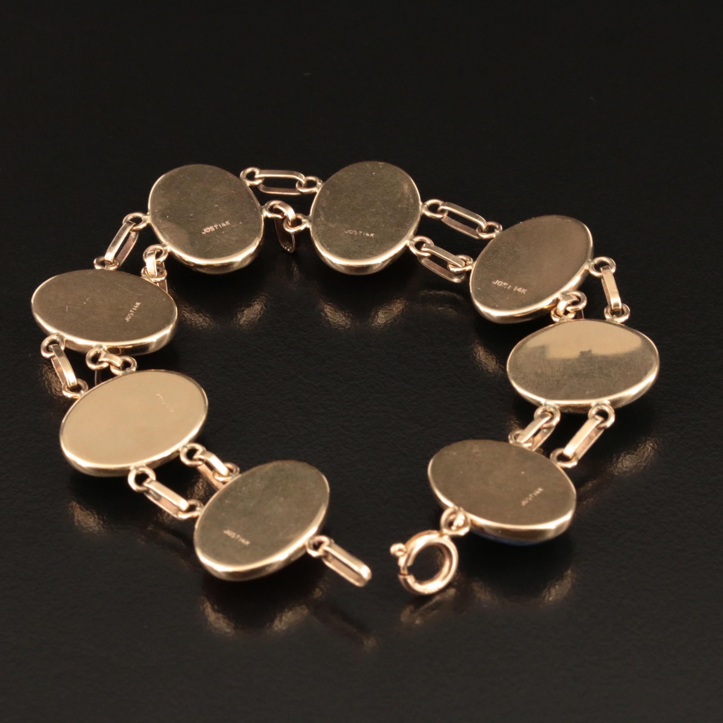 14K Scarab Bracelet Including Rhodonite, Lapis Lazuli and Blood Stone