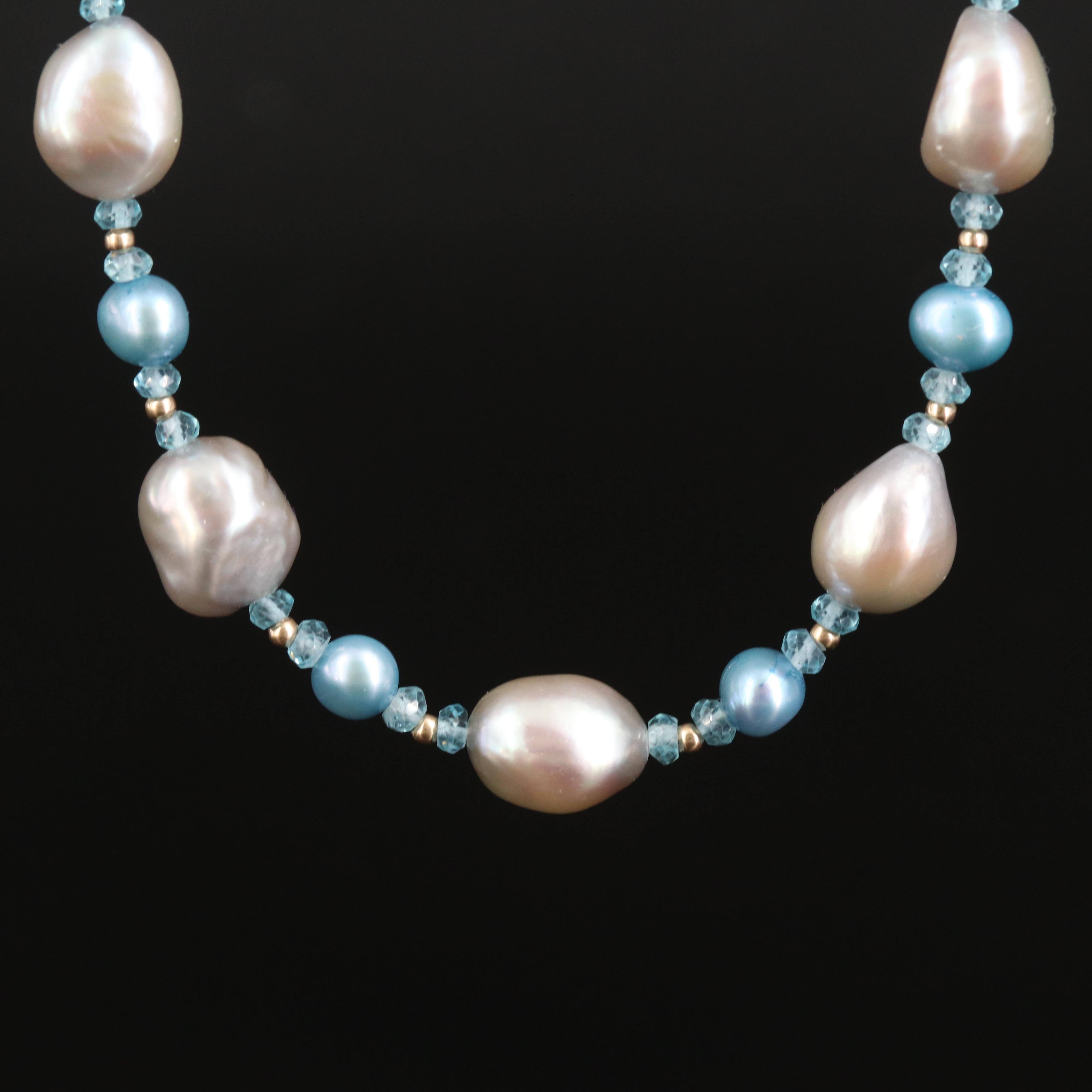 14K Pearl and Glass Necklace