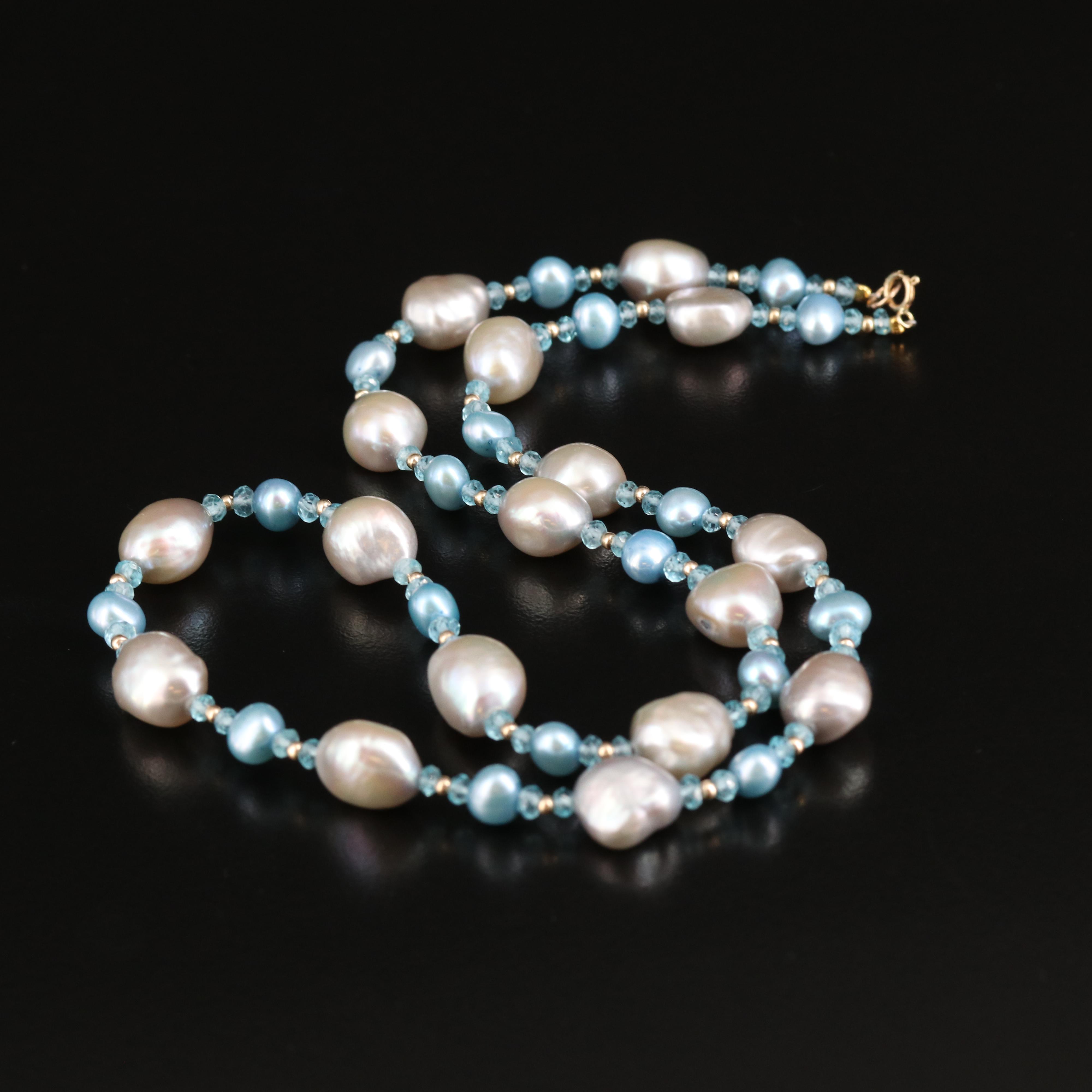 14K Pearl and Glass Necklace