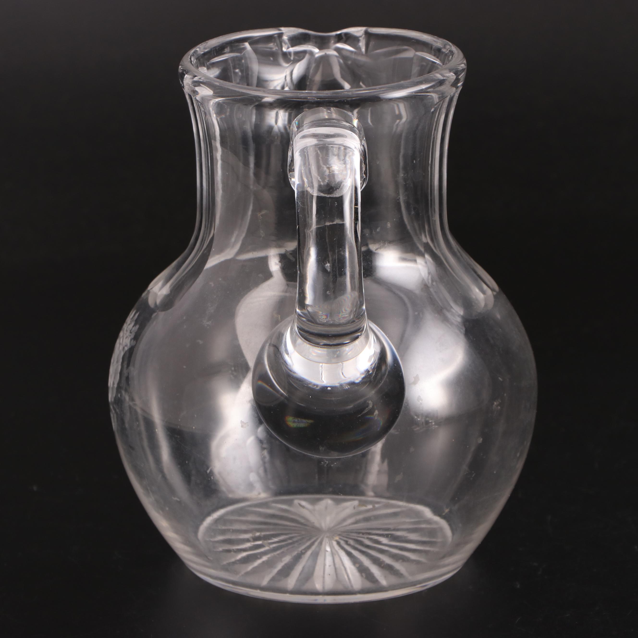 Royal Doulton and Other Etched and Engraved Stemware Glasses with Pitcher