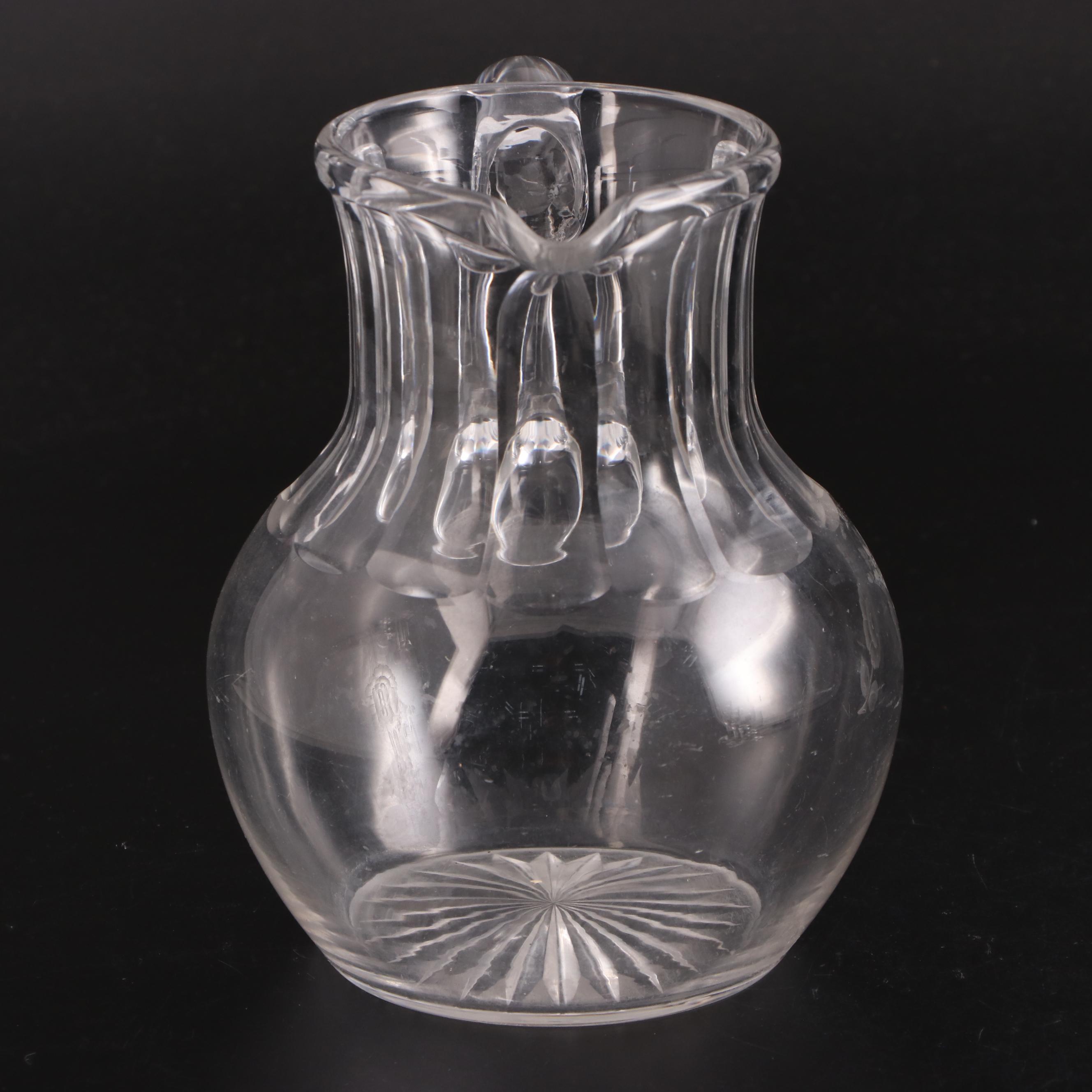 Royal Doulton and Other Etched and Engraved Stemware Glasses with Pitcher