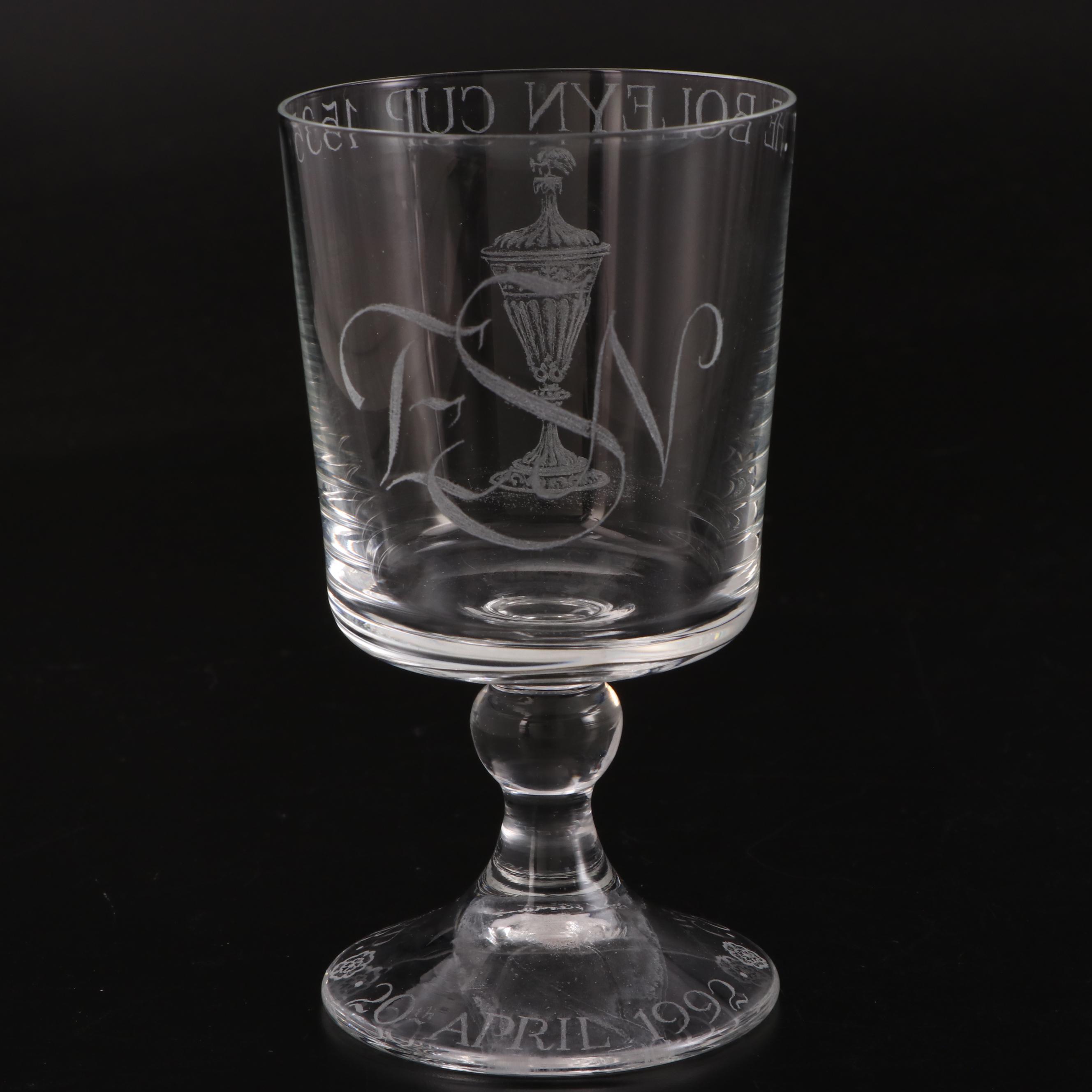 Royal Doulton and Other Etched and Engraved Stemware Glasses with Pitcher