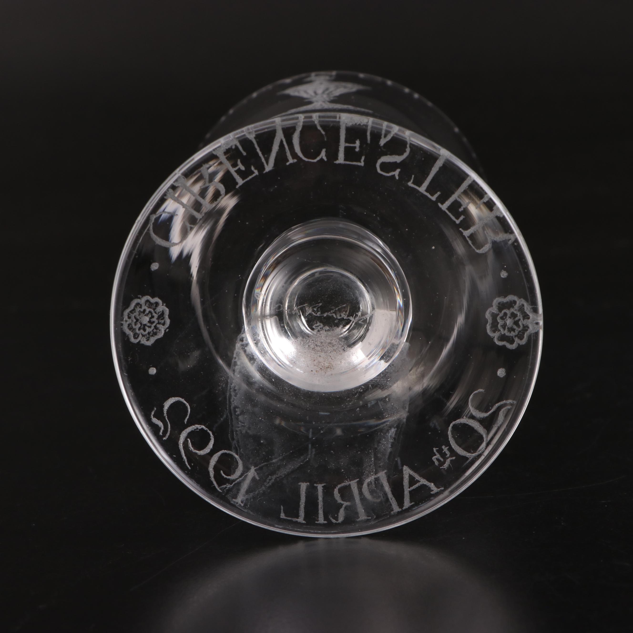 Royal Doulton and Other Etched and Engraved Stemware Glasses with Pitcher