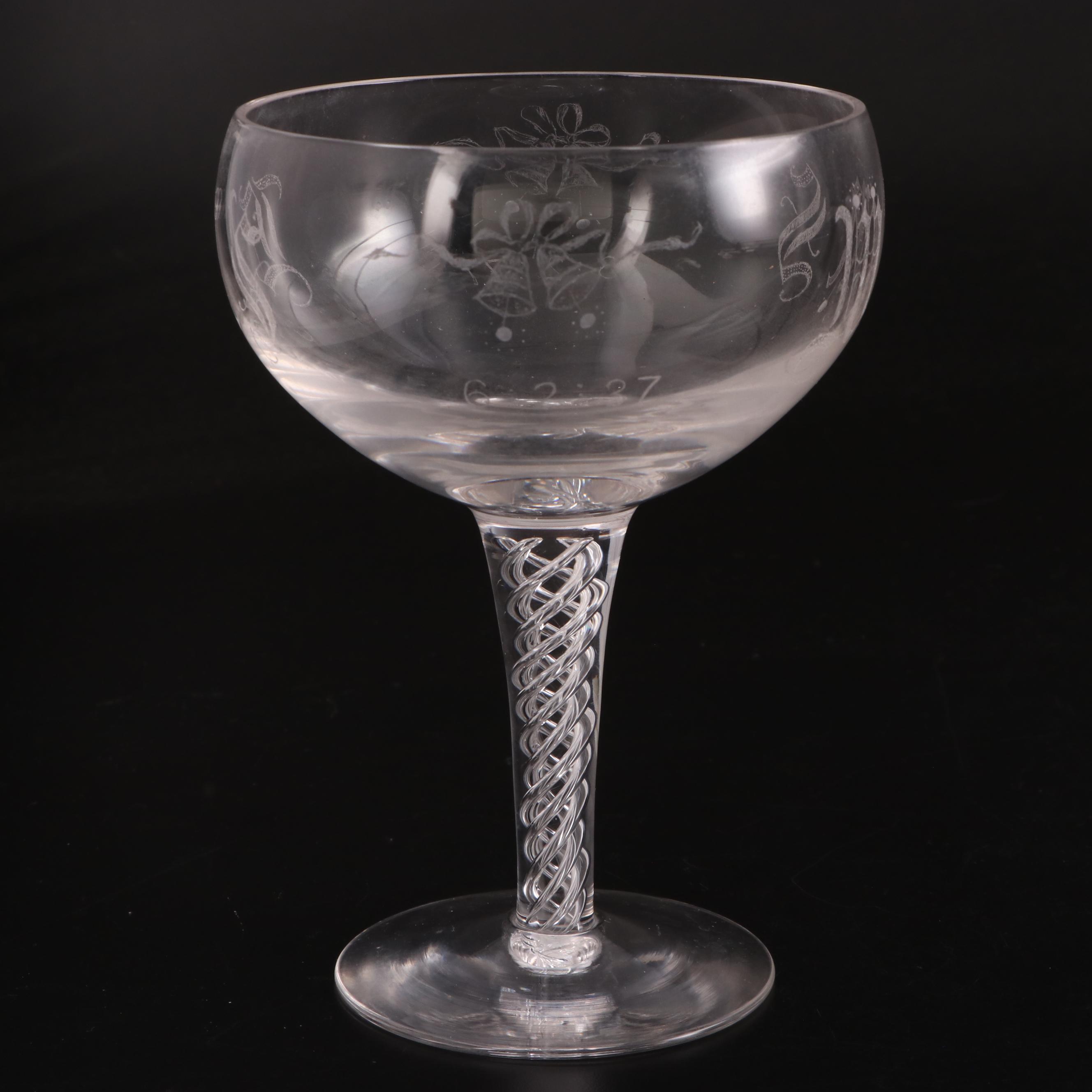 Royal Doulton and Other Etched and Engraved Stemware Glasses with Pitcher